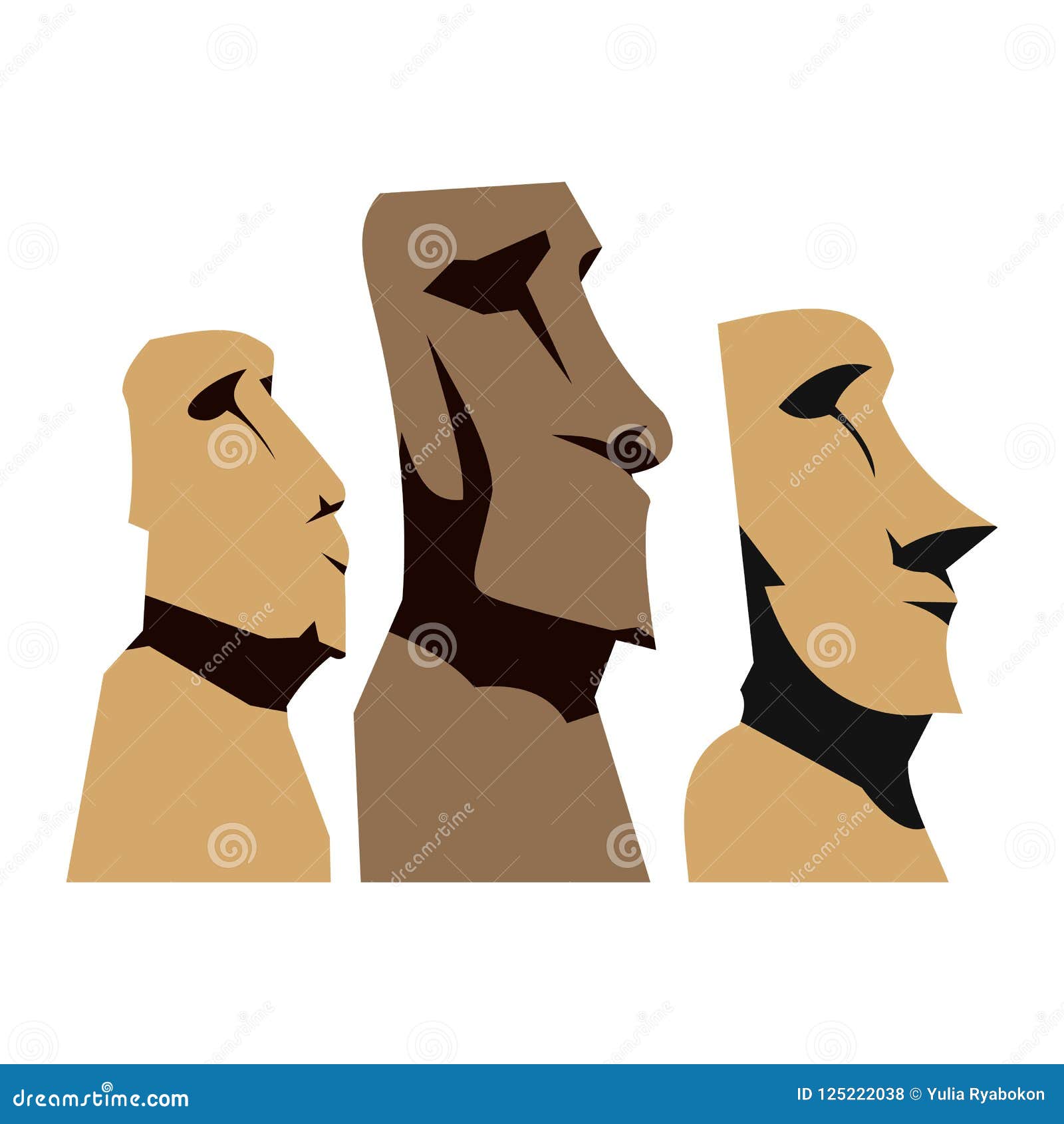 Moai Moais Monolithic Statues Stock Illustration Illustration of
