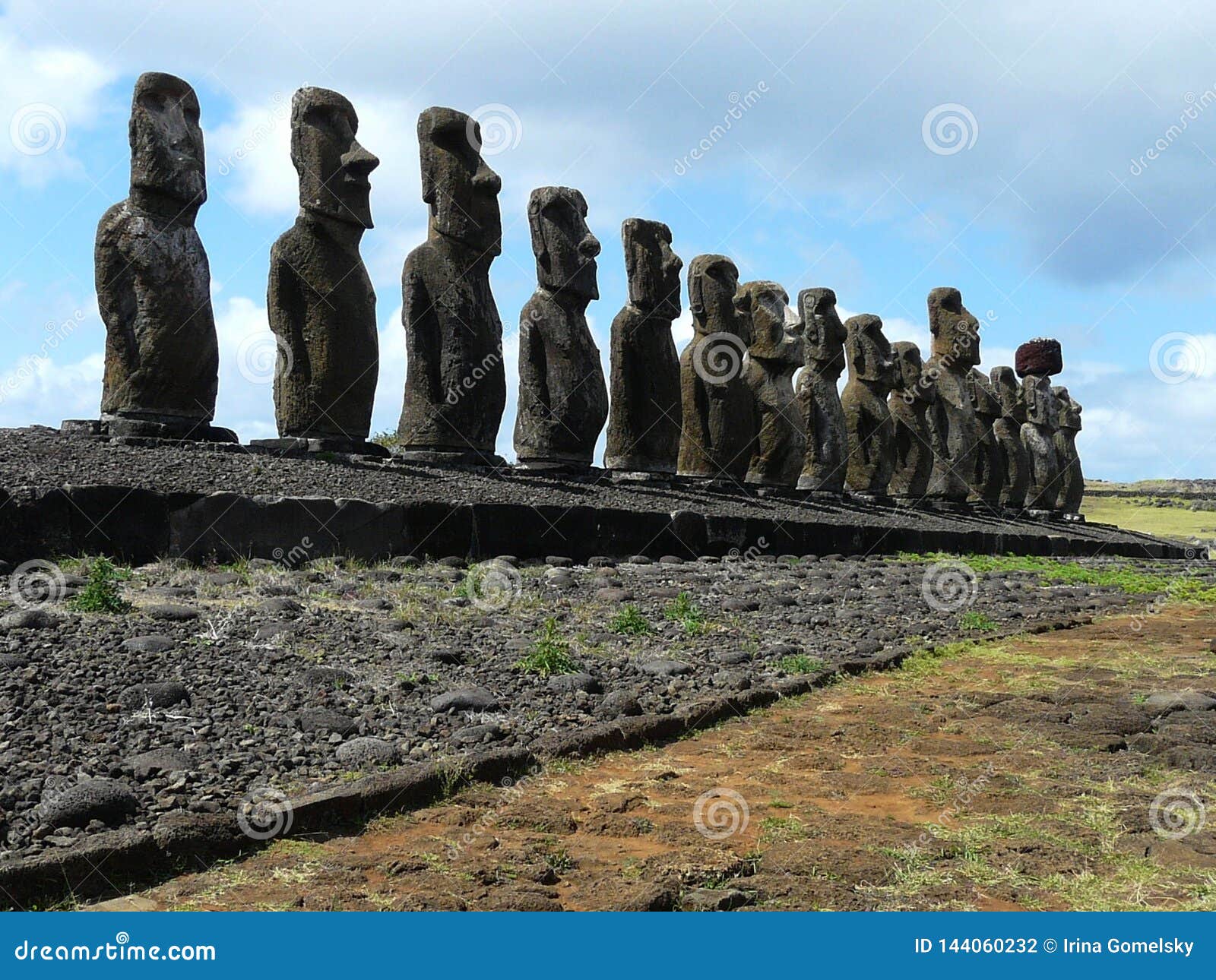 Ahu Akivi Moai, Rapa Nui, Easter Island, Chile. Stock 