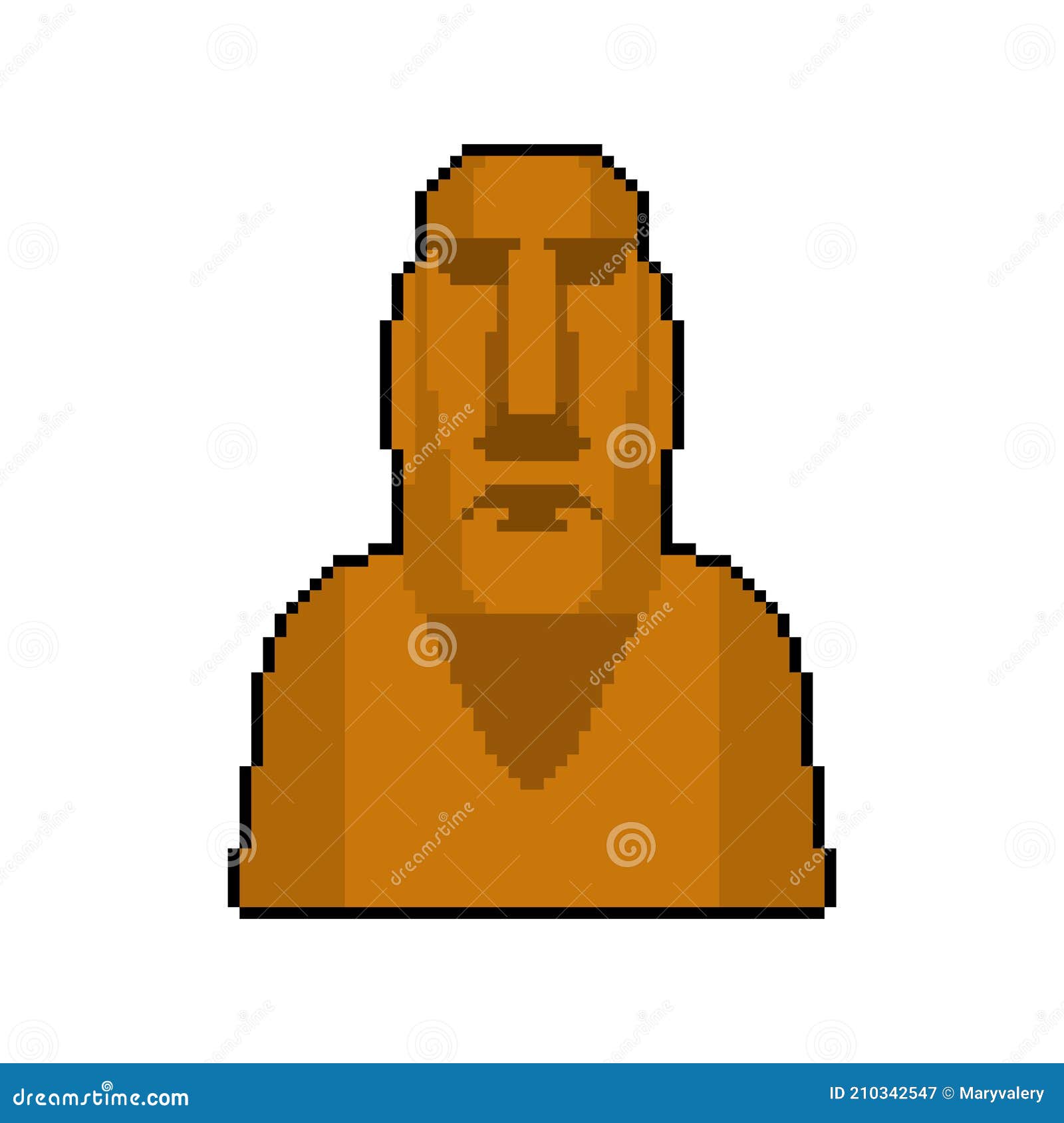 Moai Pixel Art Easter Island Idol 8 Bit Ancient Statues Vector