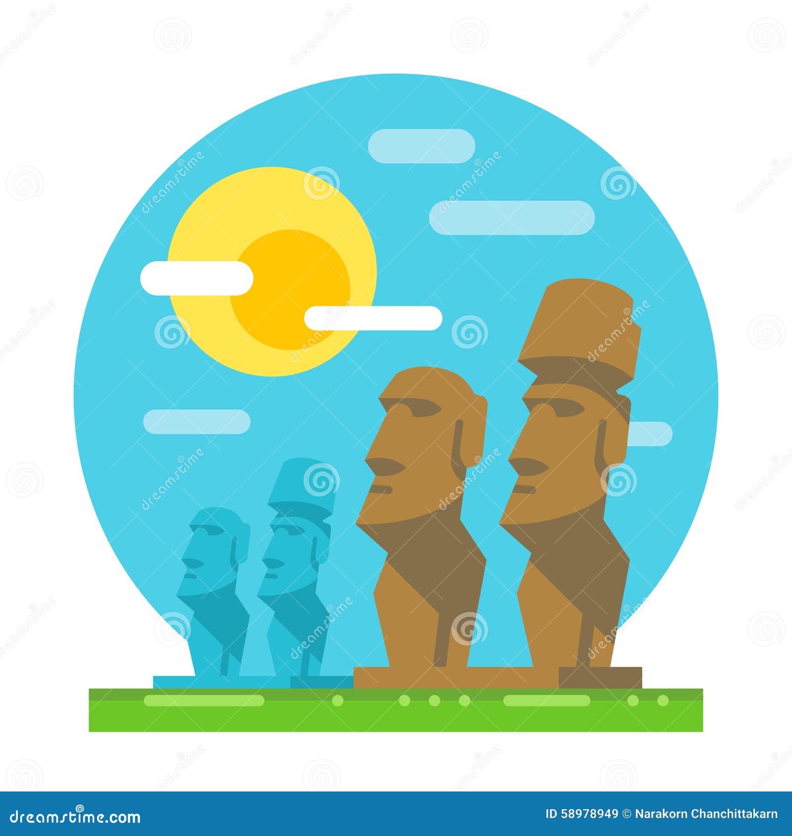 Moai vector flat icon. Isolated Moai statue emoji illustration