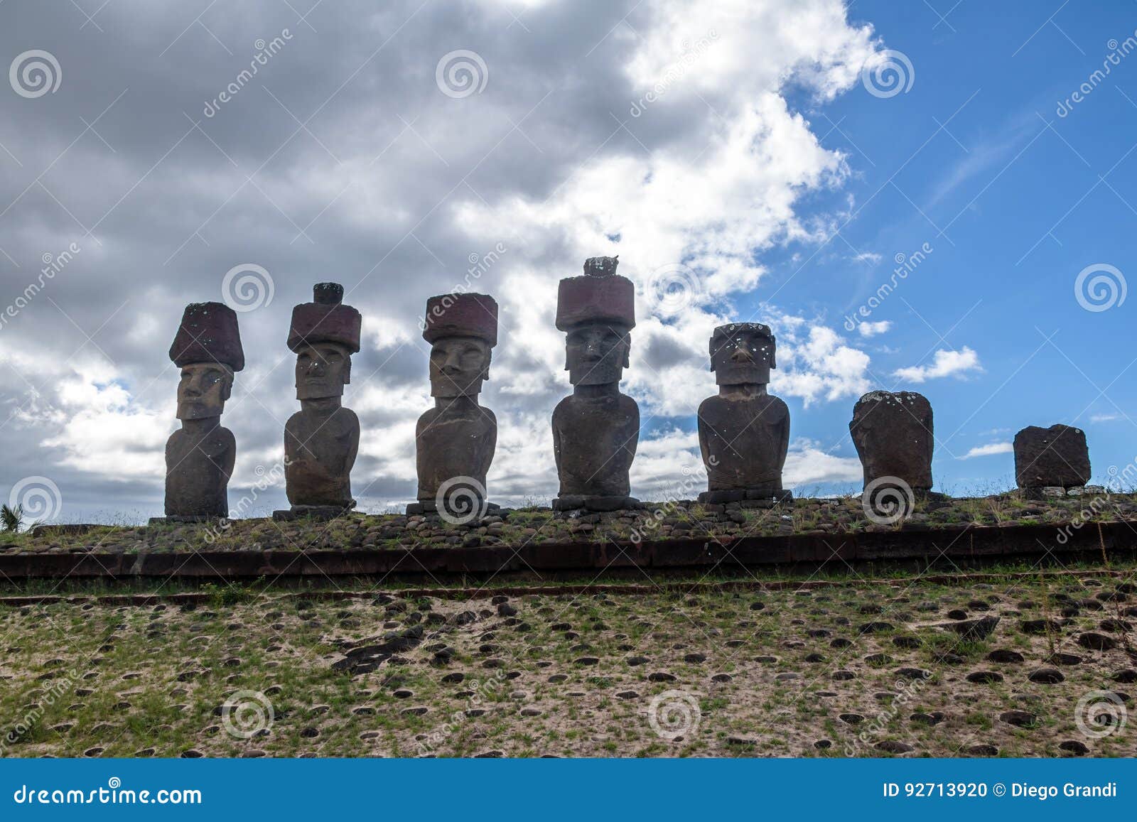 Ahu Nau Nau Moai Statues, Anakena Beach, Easter Island 