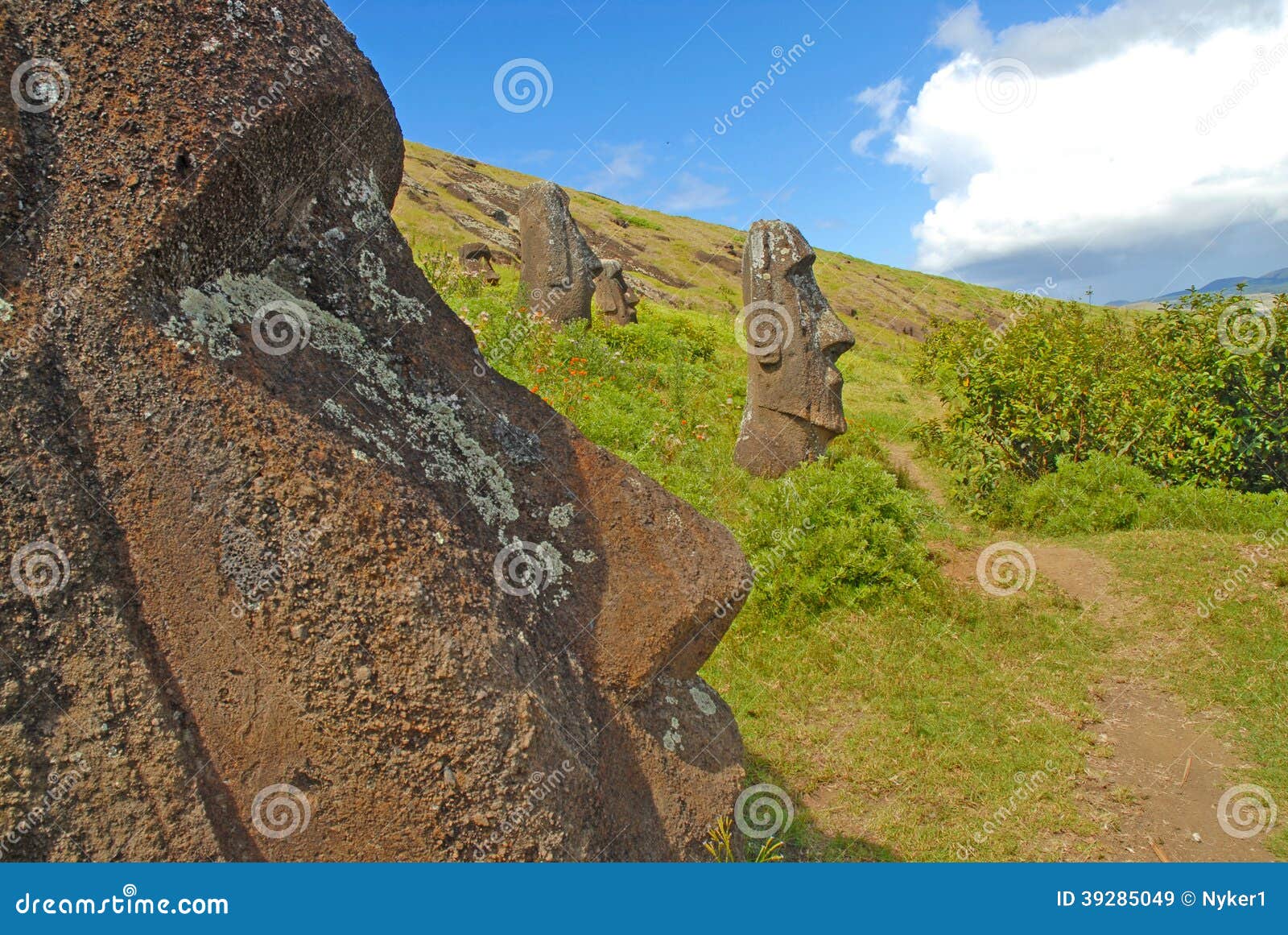 Moai Stone Statues at Rapa Nui Easter Island Stock Image Image of