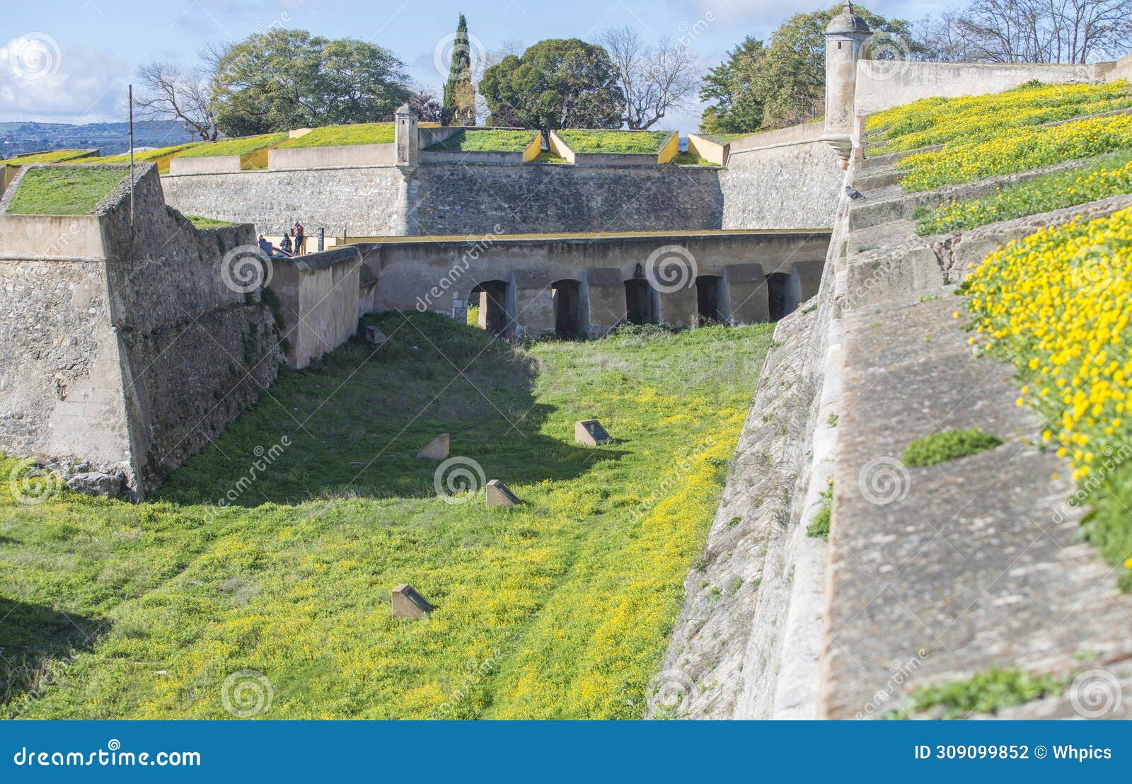 moat forts of elvas downtown, portugal