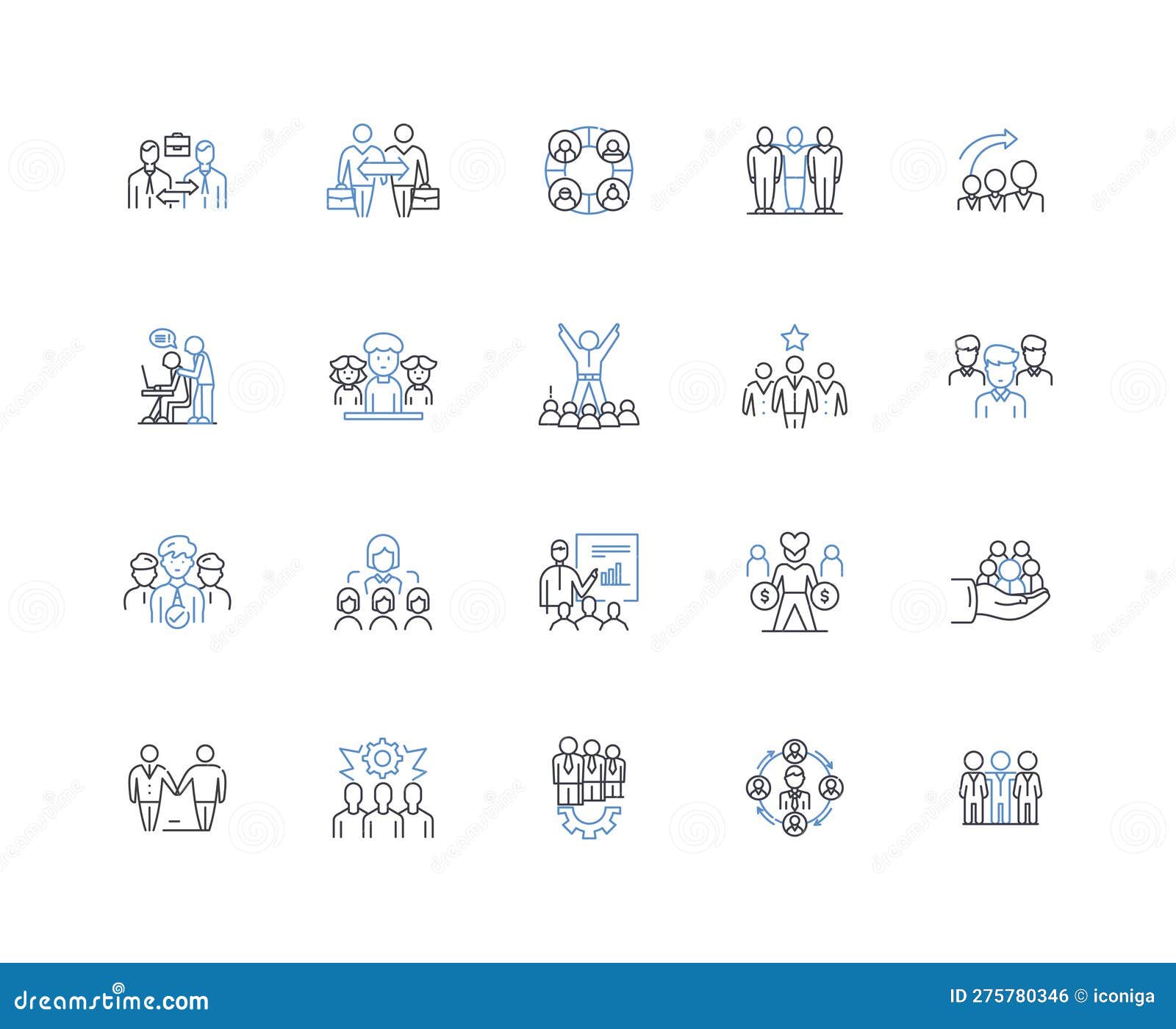 mob throng line icons collection. crowded, congested, clamorous, chaotic, jostling, swarm, swarmy  and linear