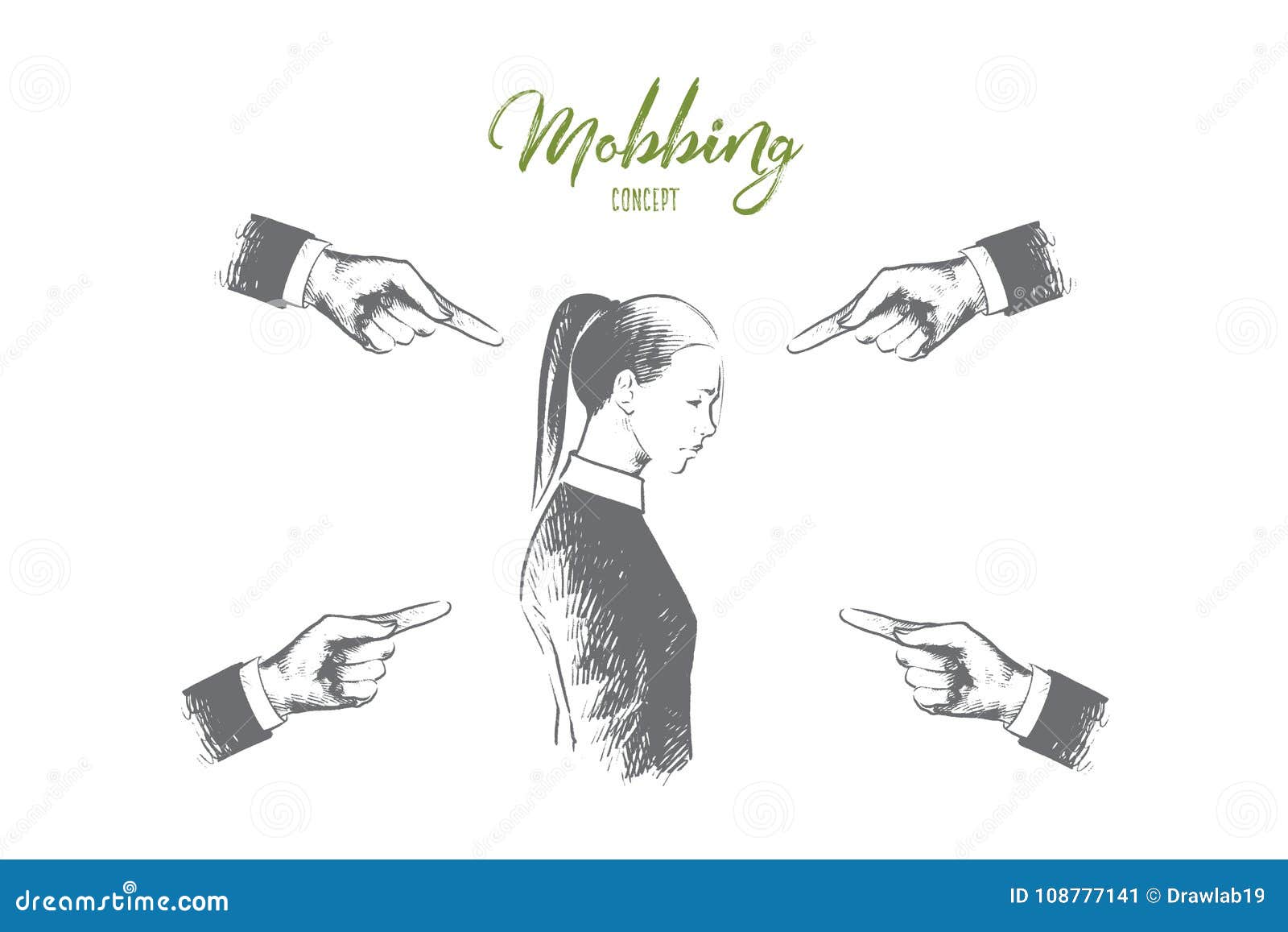 Mobbing Concept Hand Drawn Isolated Vector Stock Vector Illustration Of Career Hand