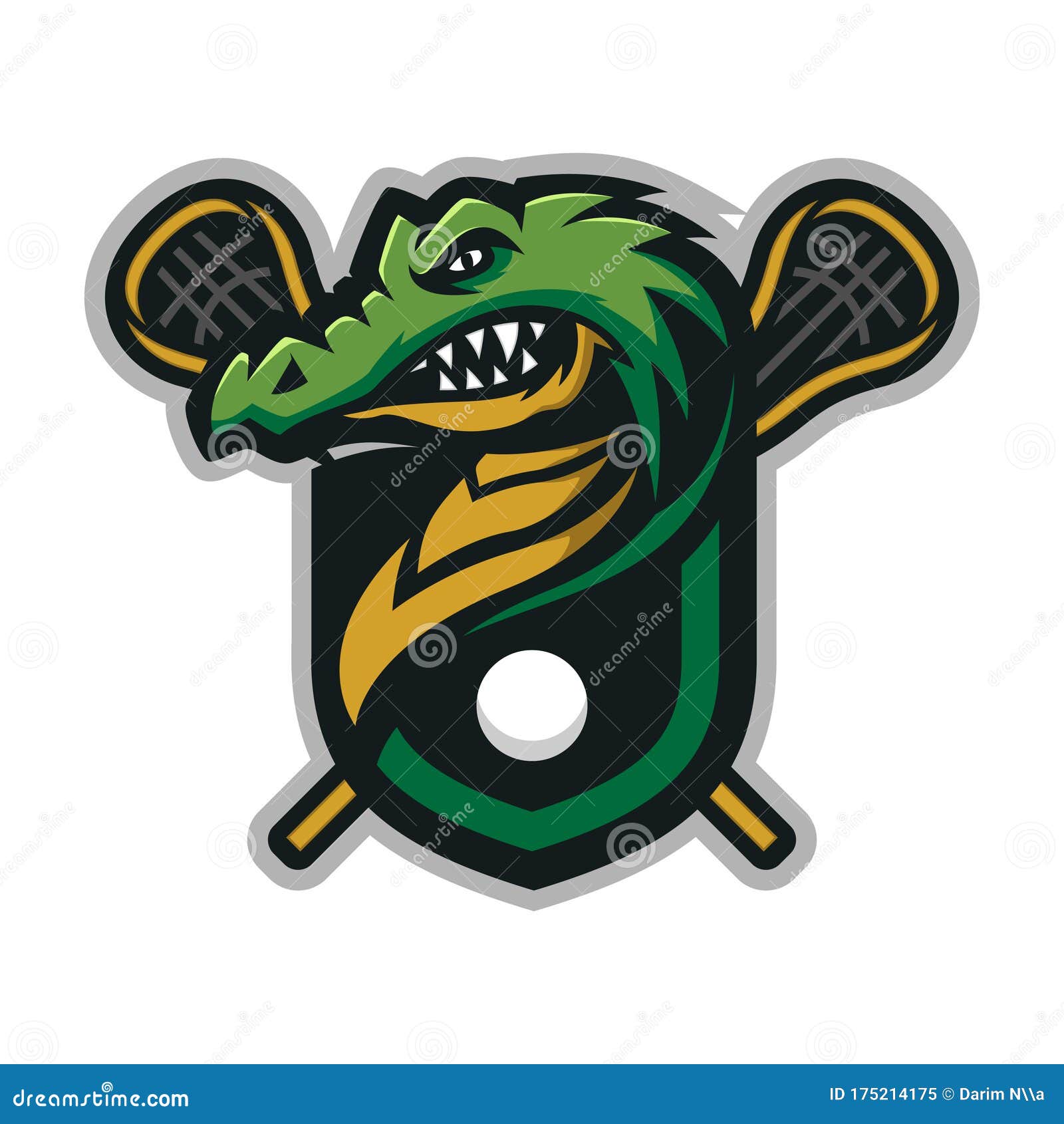 Crocodile Head Mascot Logo for the Lacrosse Team Logo. Vector Illustration Stock Vector