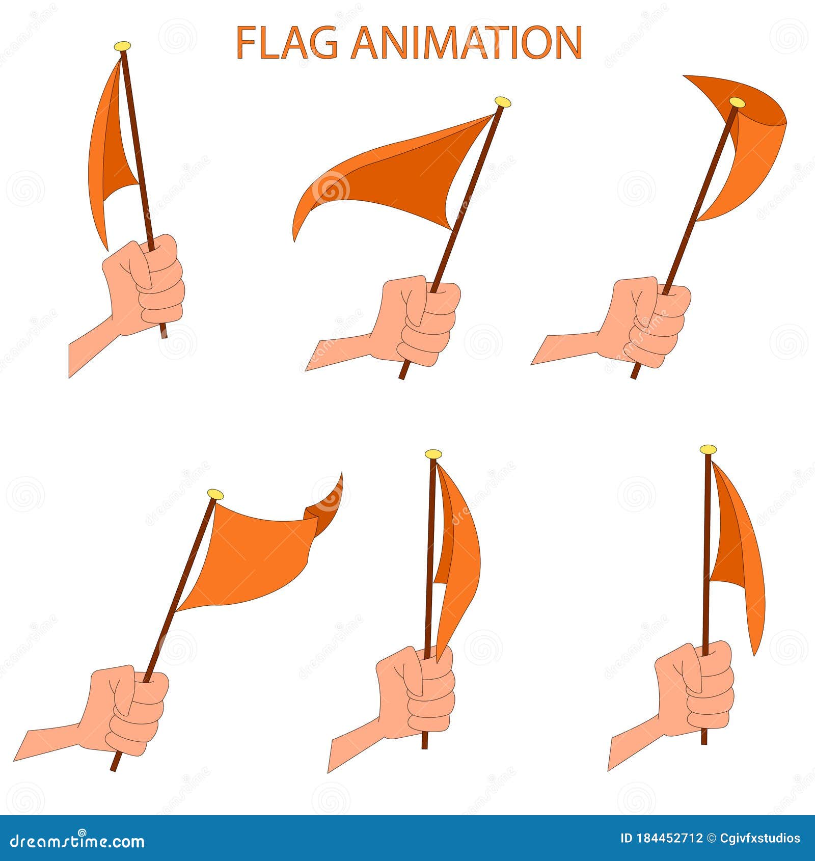 Flag Illustration, with Frame by Frame Animation for 2D Animation Video,  Info-graphics, Motion-graphics Stock Illustration - Illustration of orange,  brown: 184452712