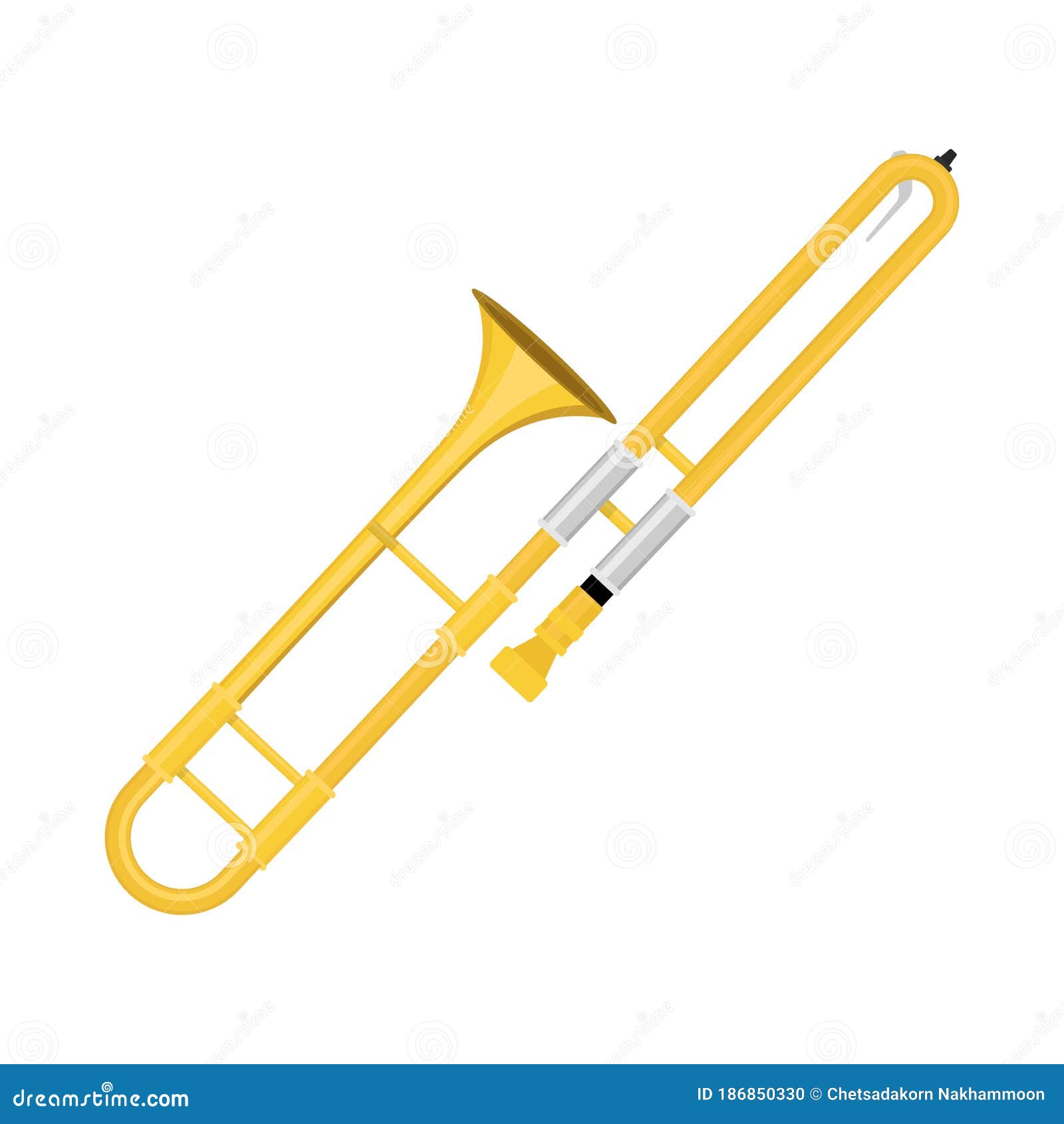 Trombone Flat Style Isolated on White Stock Vector Illustration of