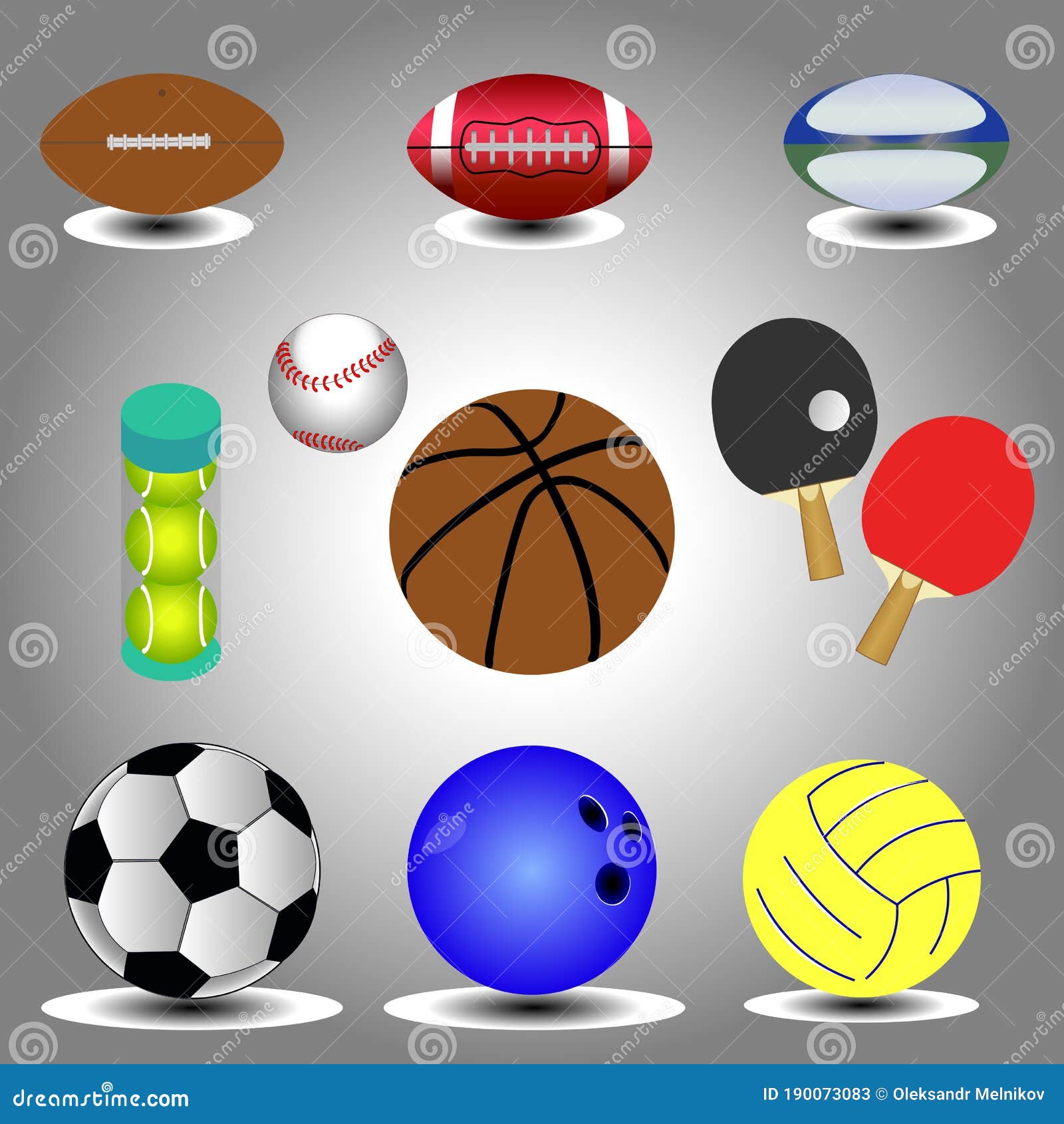 Set Of Balls For Different Sports Sing For Example Soker Soccer Tennis Bowling Volleyball Baseball Ping Pong And Bowling Stock Vector Illustration Of Baseball Competitive