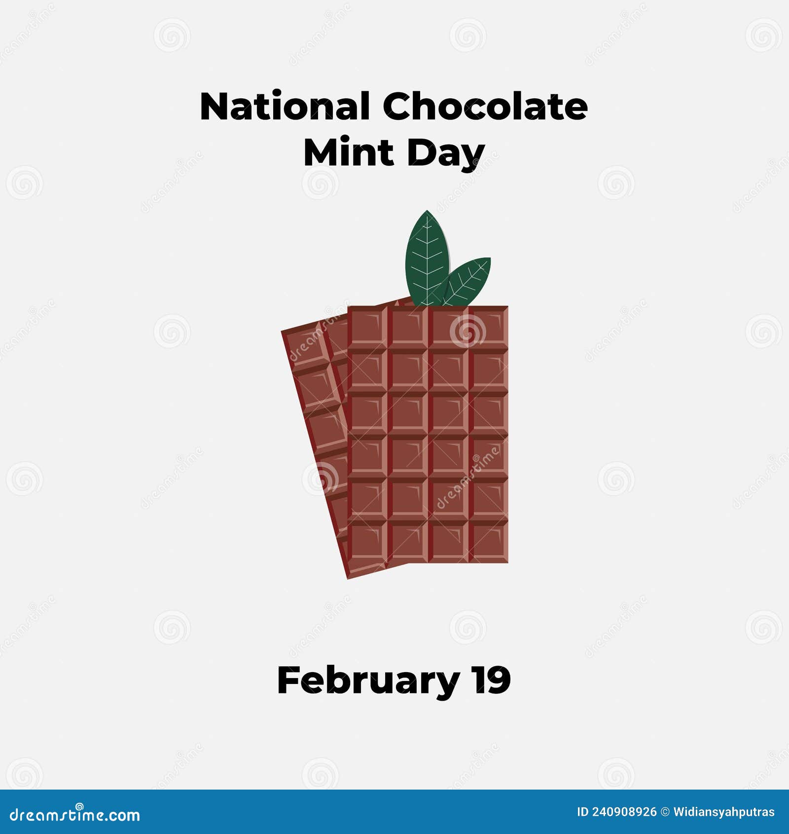 Chocolate and Mint Leaves. National Mint Chocolate Day Design Concept