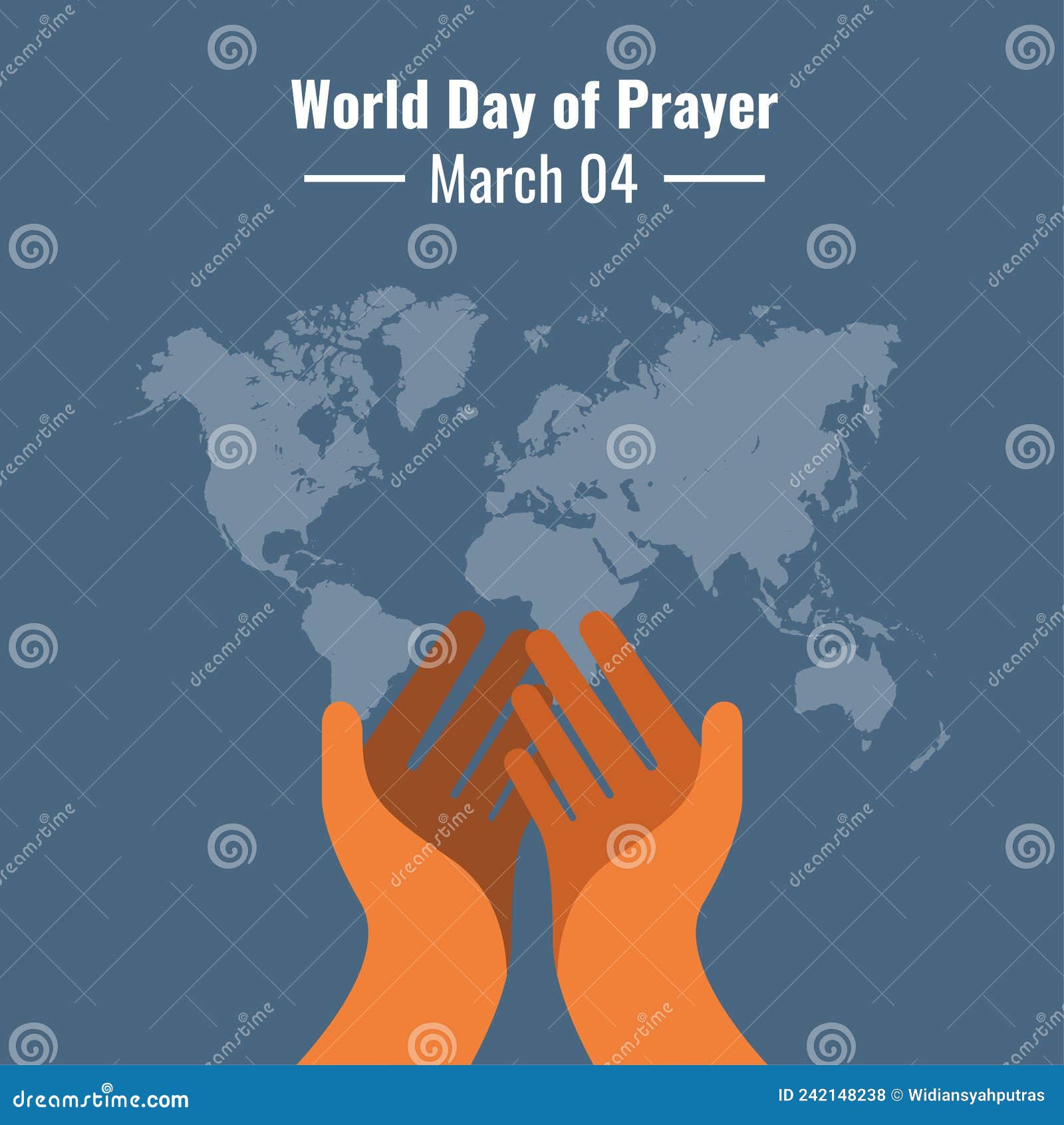 World Day of Prayer, Design Poster or Banner, Vector Pair of Hands