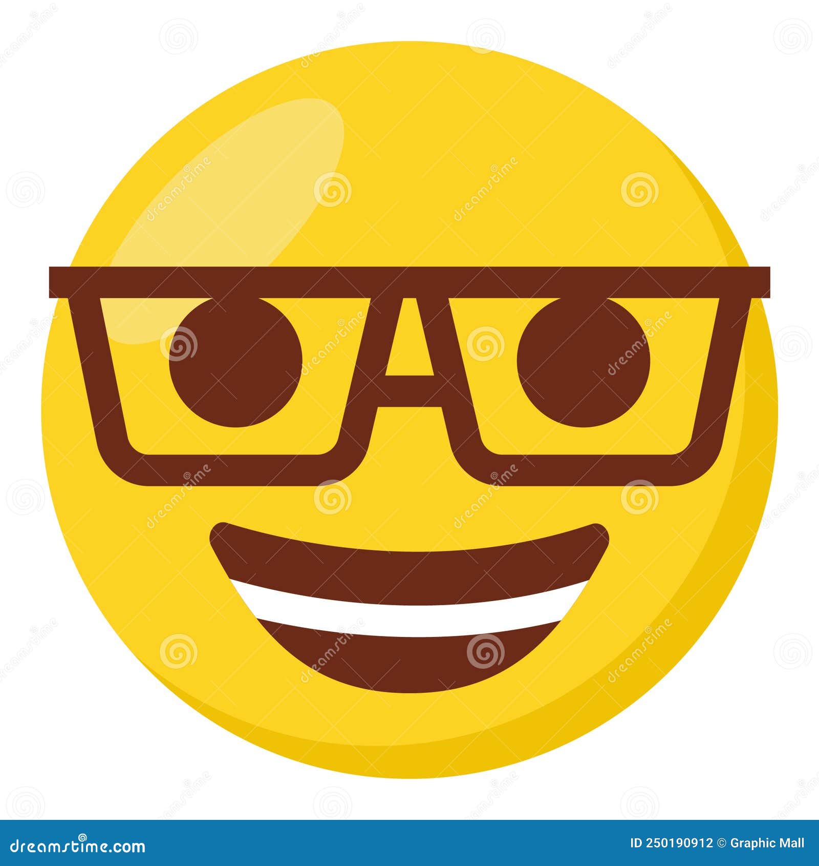Nerd Face Emoji, Clever Emoticon With Glasses. Geek Or Student. Vector Illustration