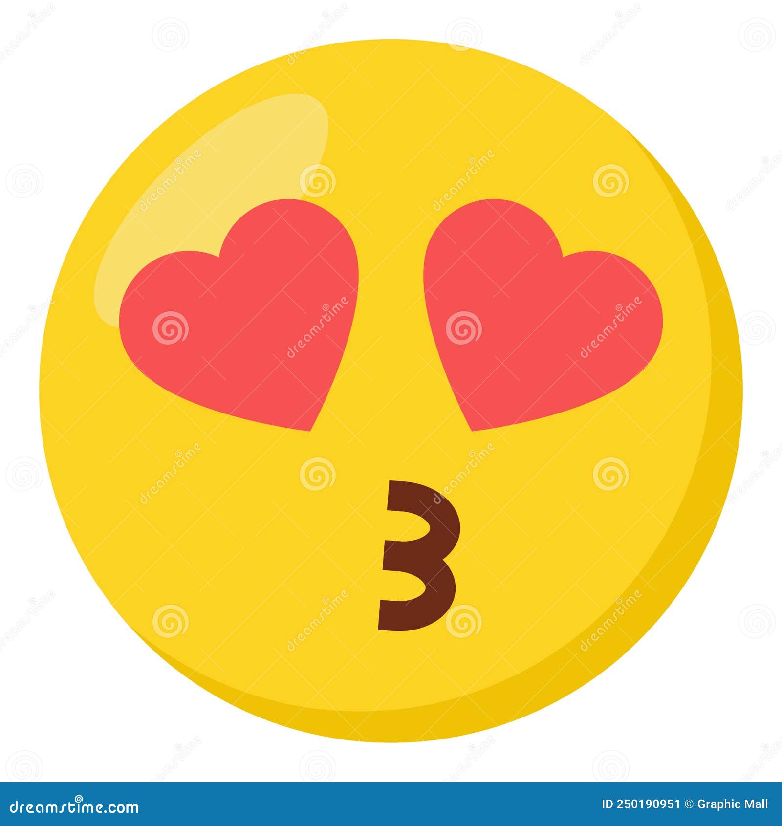 Heart Eyes Face Expression Character Emoji Flat Icon. Stock Vector