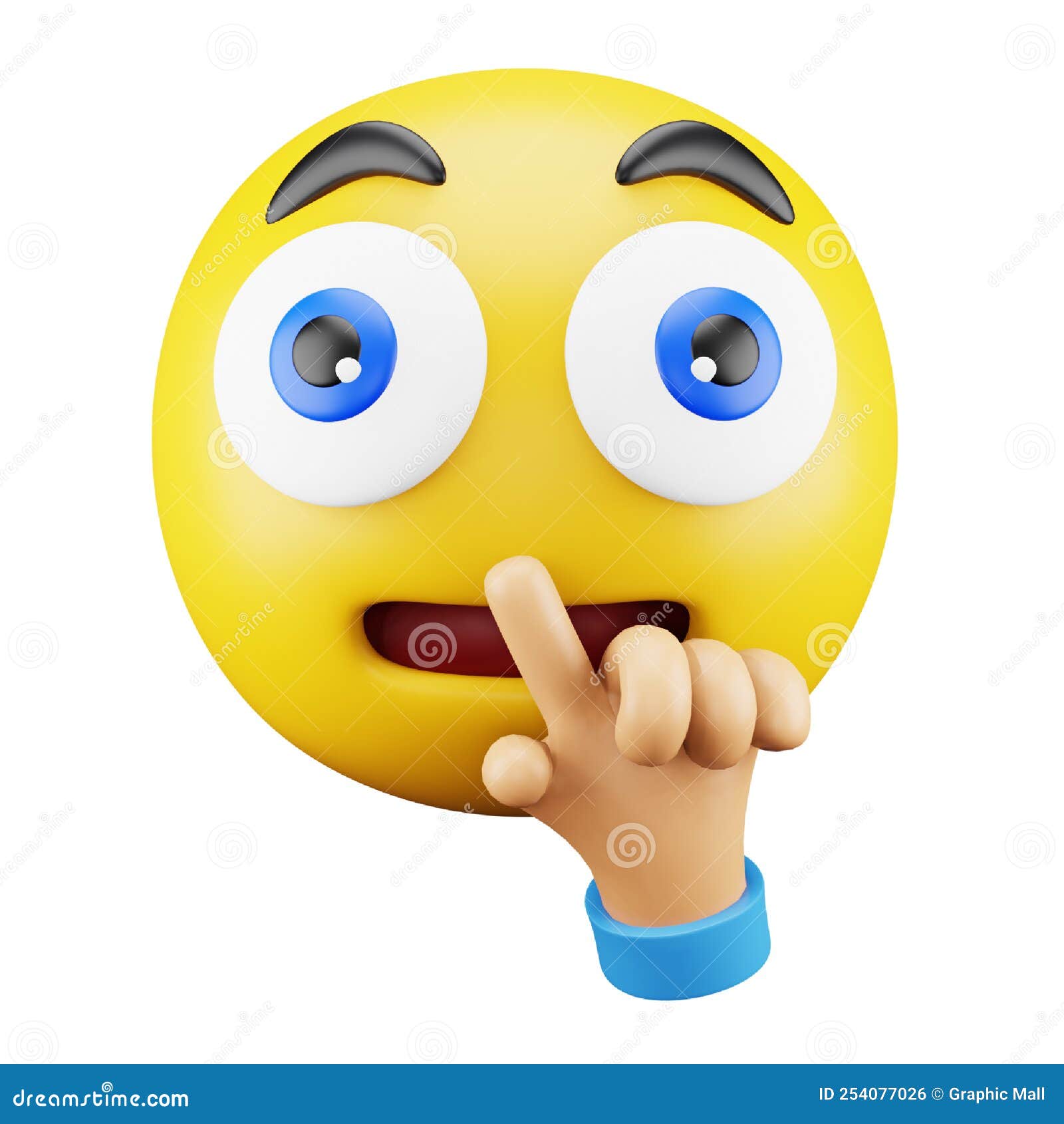 Quiet Hand Emoji Face 3d Rendering Isometric Icon. Stock Vector