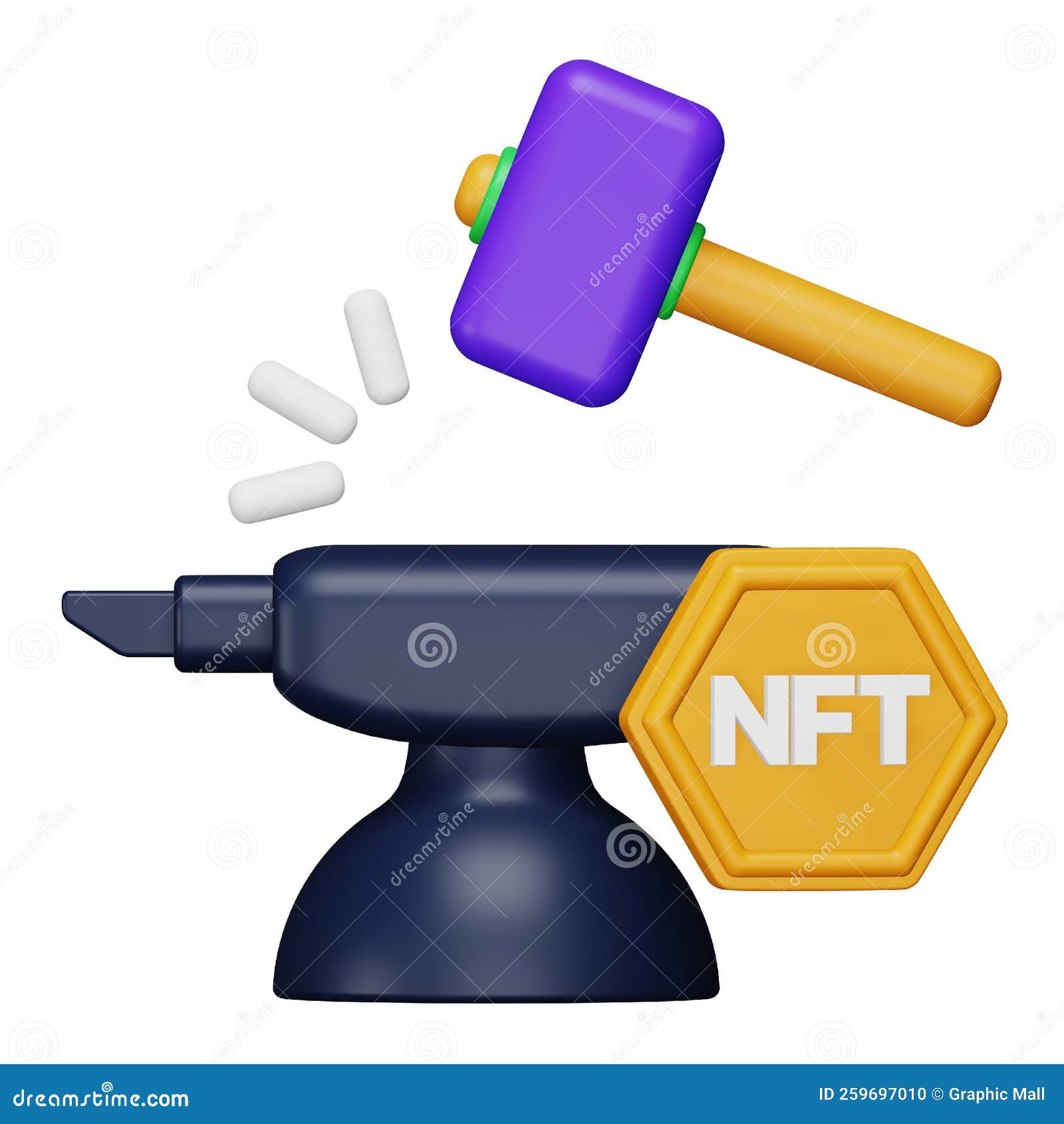 nft minting 3d rendering isometric icon.