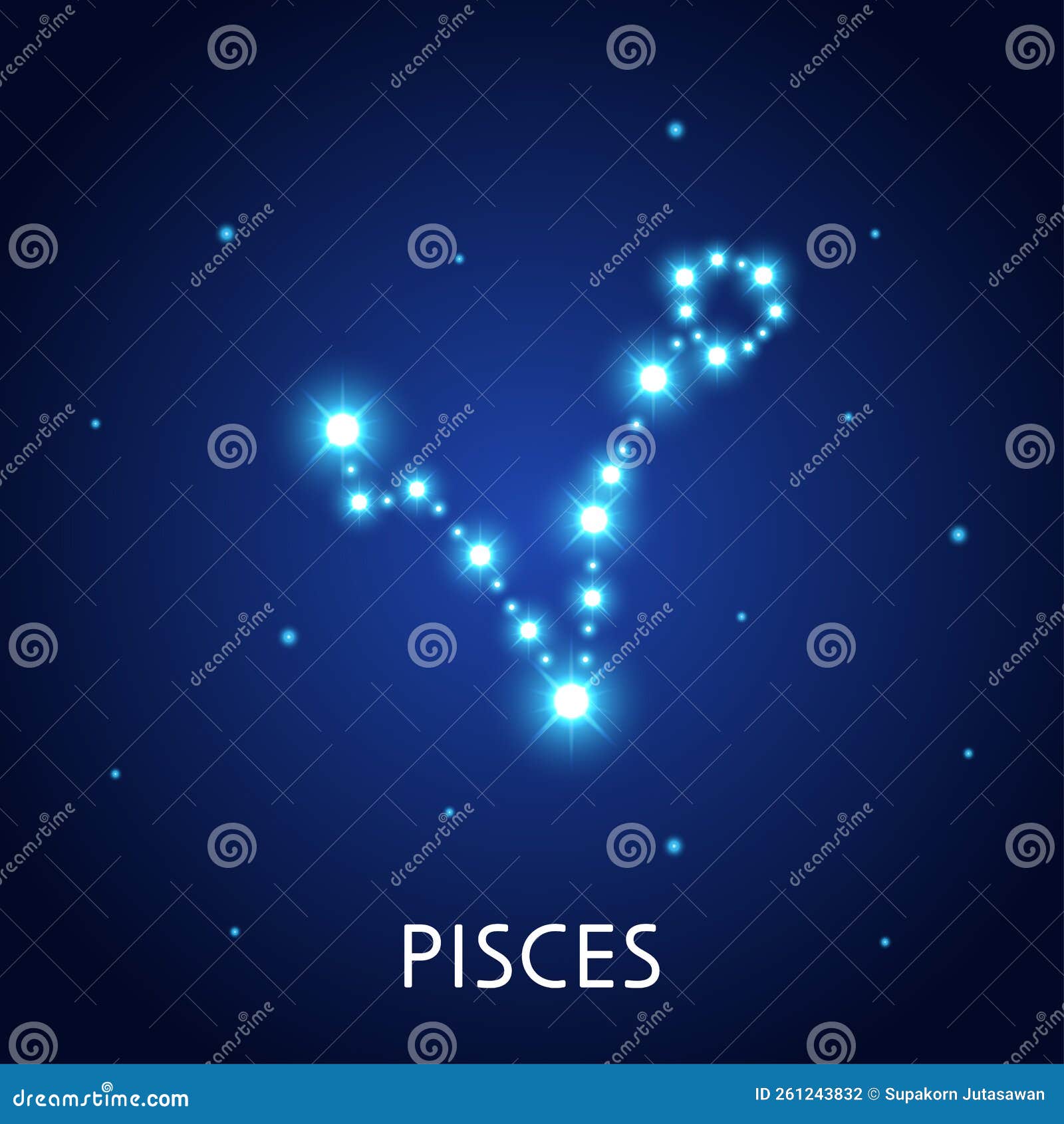 Astrological Zodiac Pisces. 12 Zodiac Symbol Stock Illustration