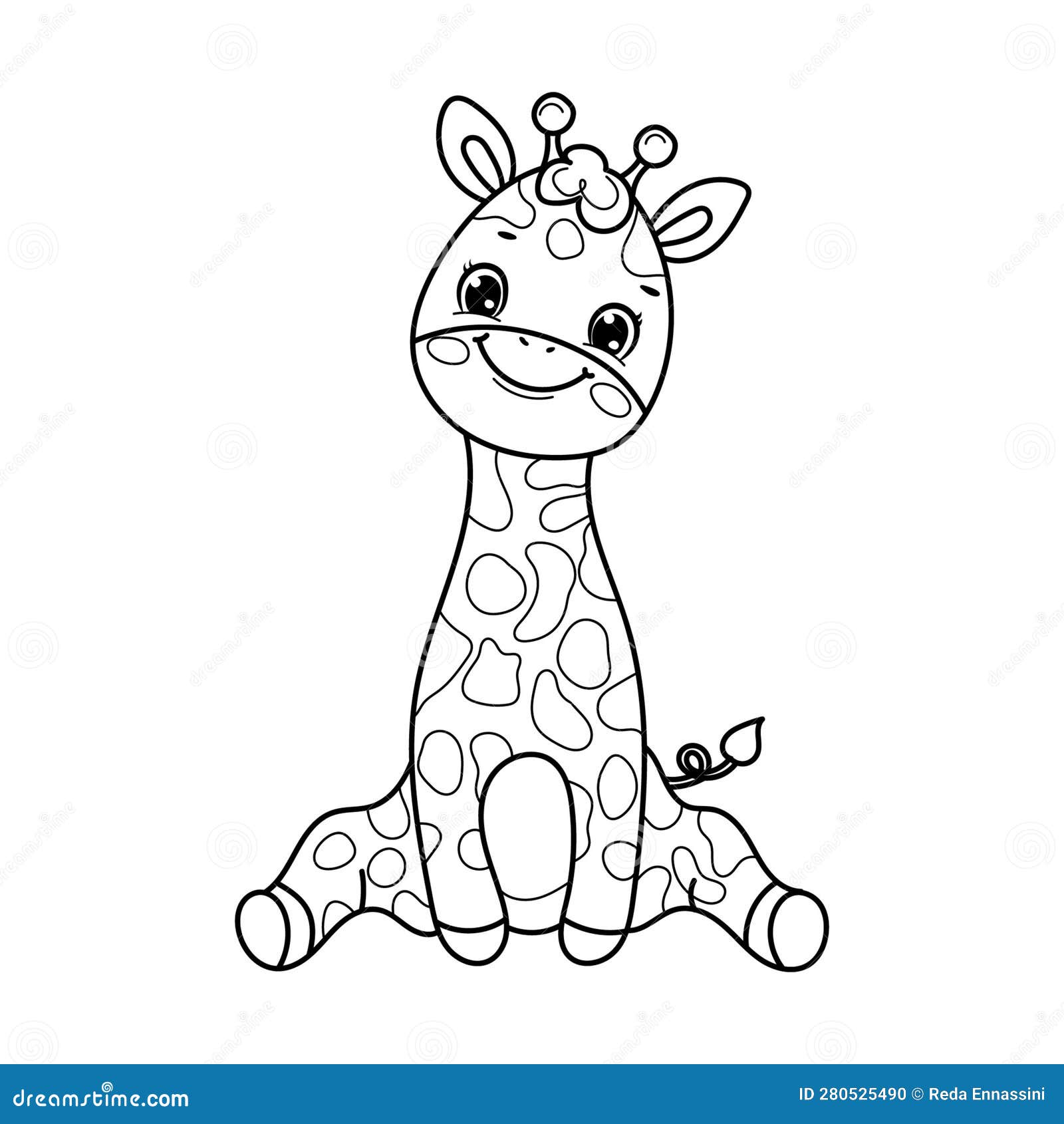 Giraffe Coloring Page for Kids Stock Vector - Illustration of safari