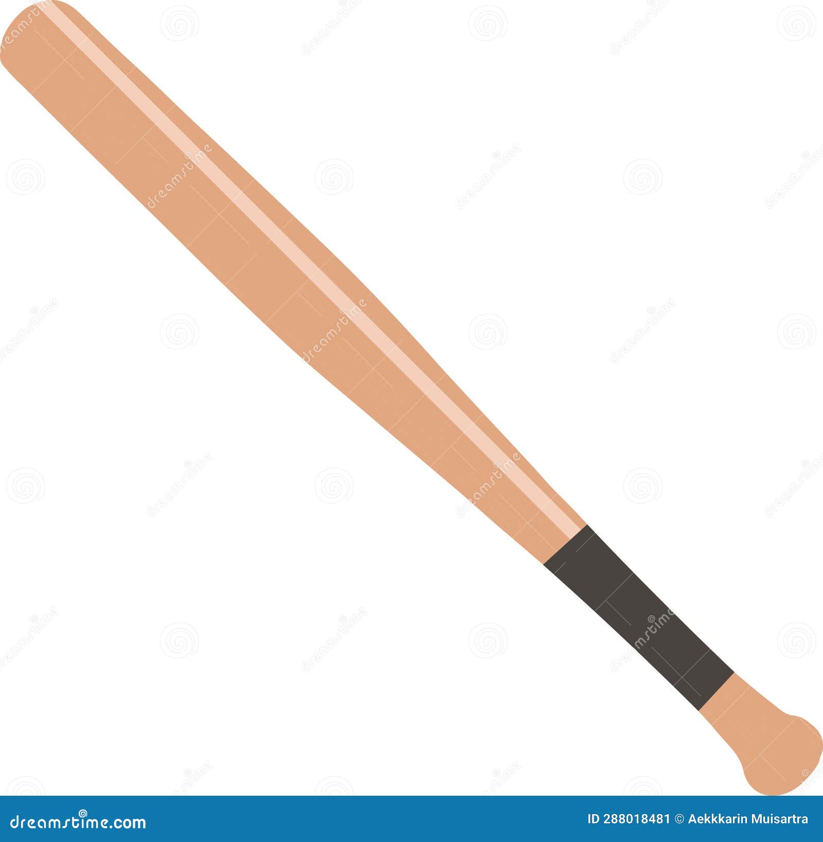 Brown Baseball Bat with Light Gray Handle Stock Illustration