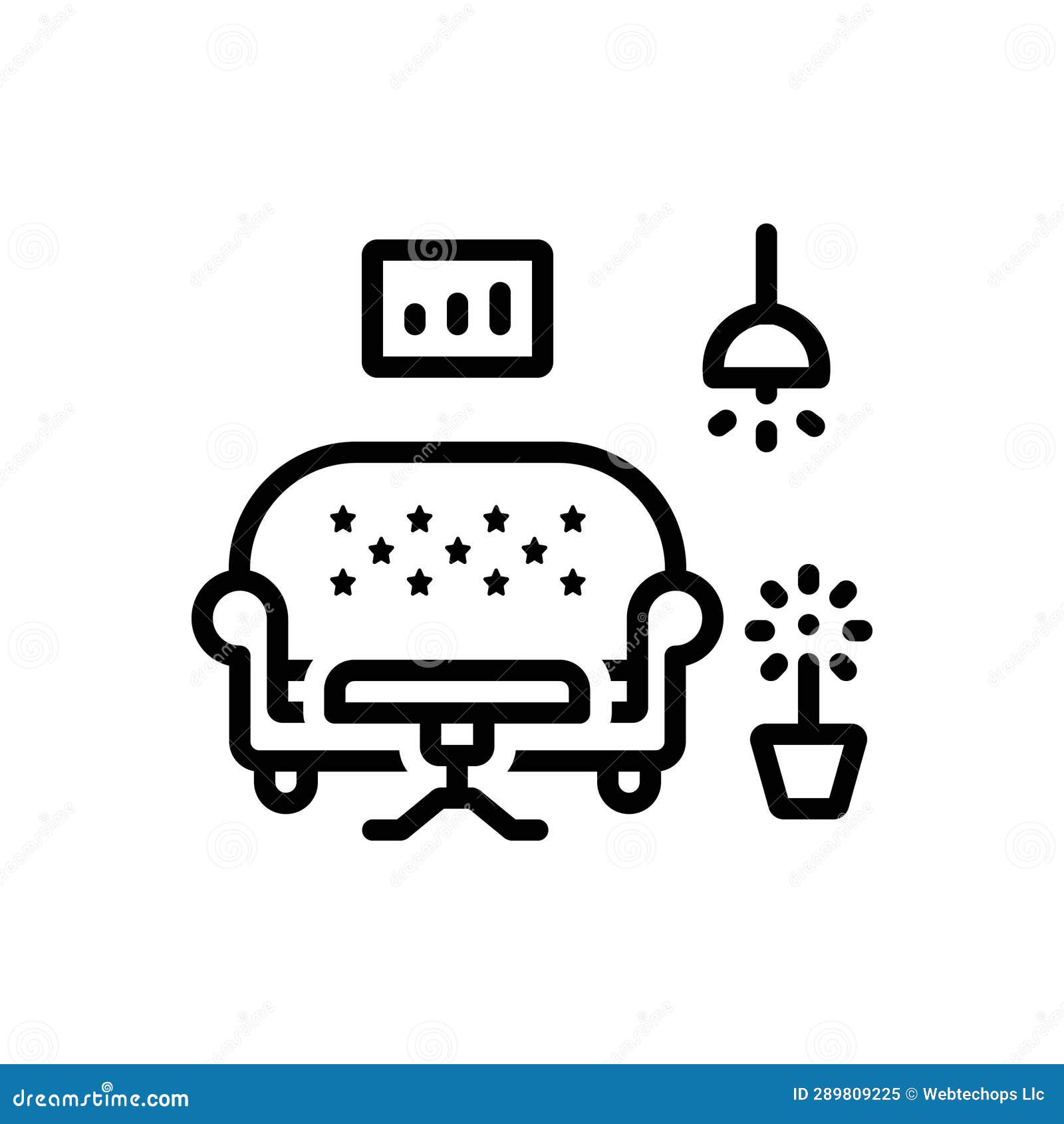 Black Line Icon for Lobby, Furniture and Couch Stock Illustration ...