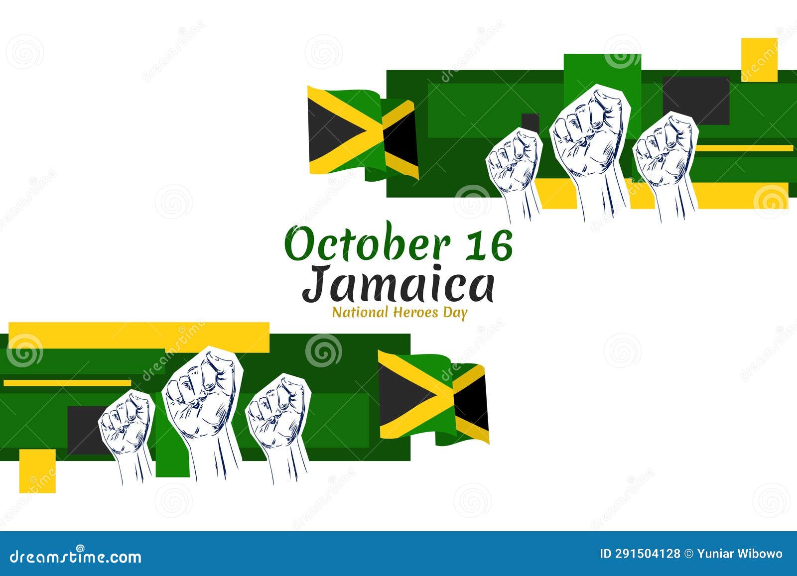 October 16, National Heroes Day of Jamaica. Public Holidays in Jamaica Vector Illustration Stock