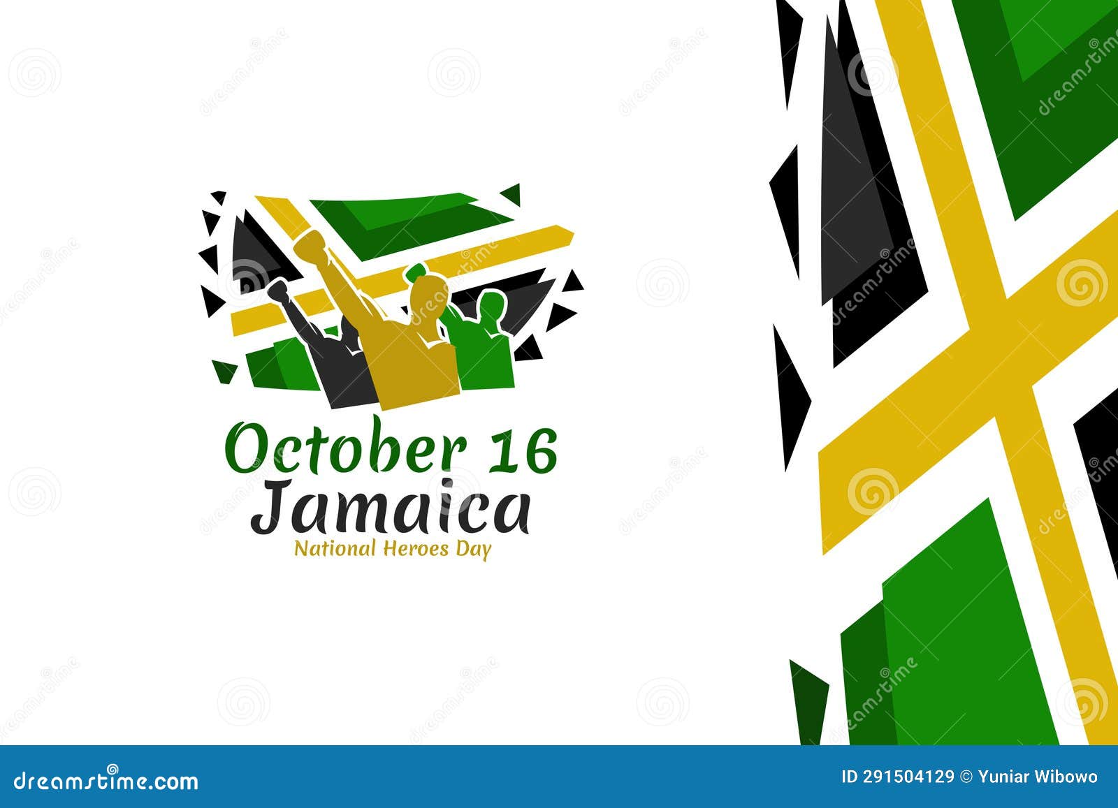 October 16, National Heroes Day of Jamaica. Public Holidays in Jamaica Vector Illustration Stock