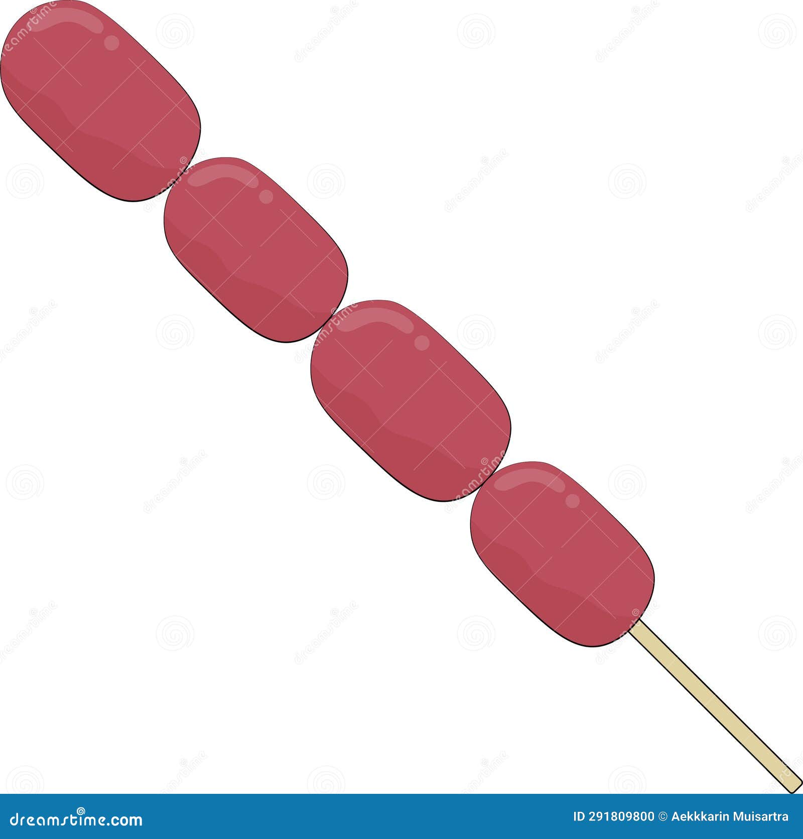 4 Red Hot Dogs on Skewers Pointed Stock Illustration - Illustration of ...