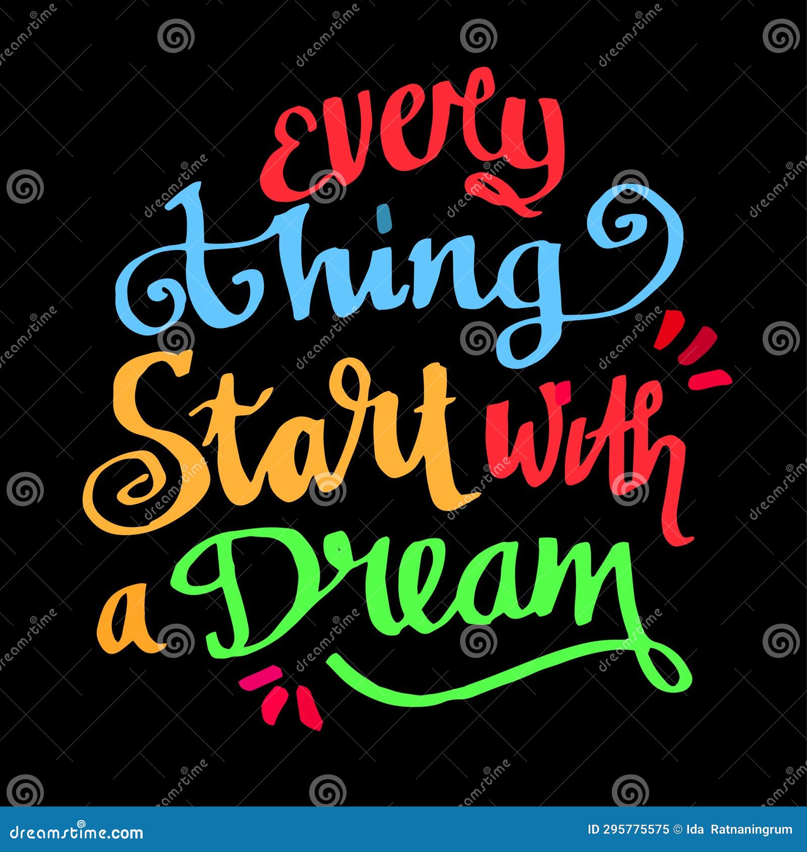 quote of every think star with a dream handwritting typography  