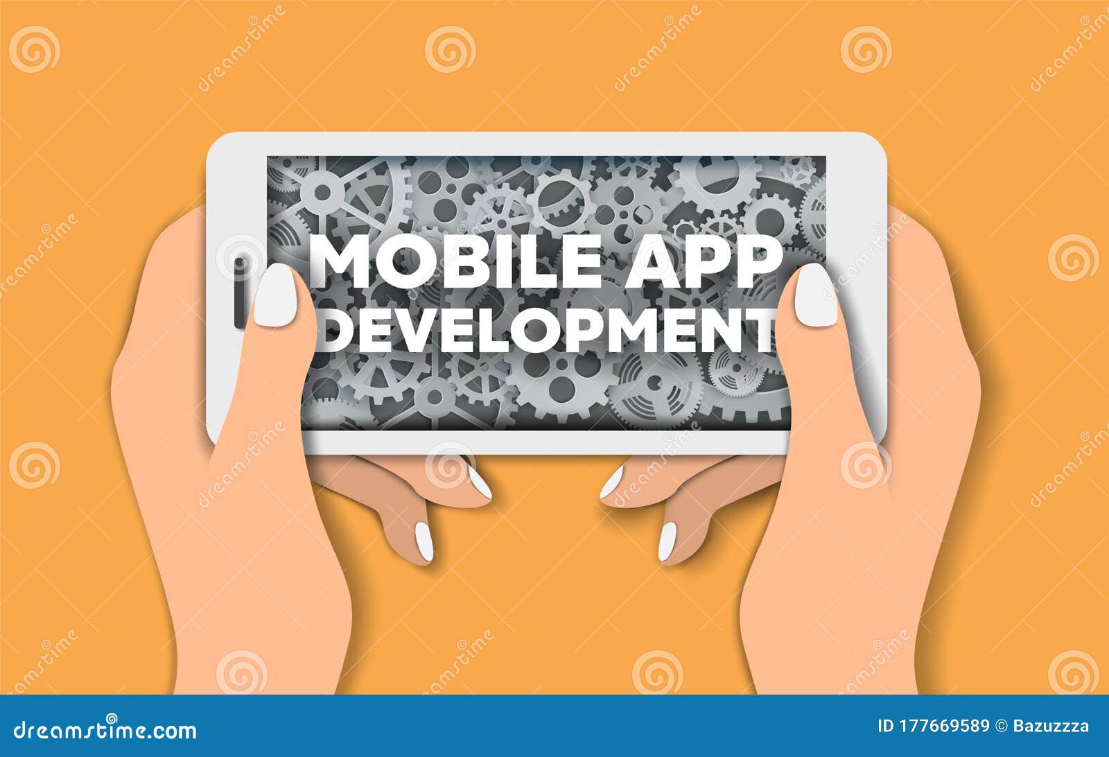 Mobile App Development Poster Banner Template, Vector Illustration