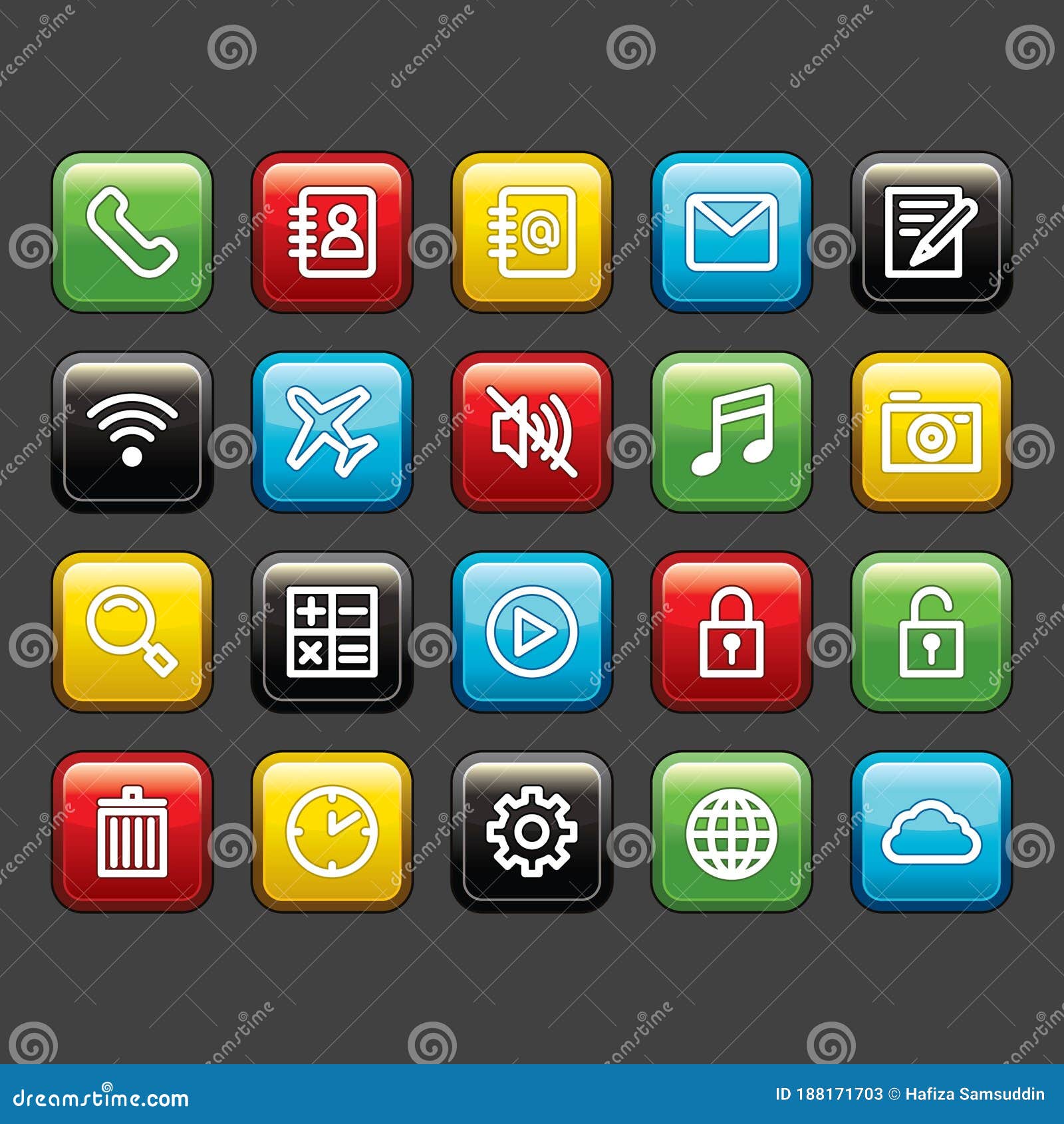 Mobile App Icon Set. Vector Illustration Decorative Design Stock Vector