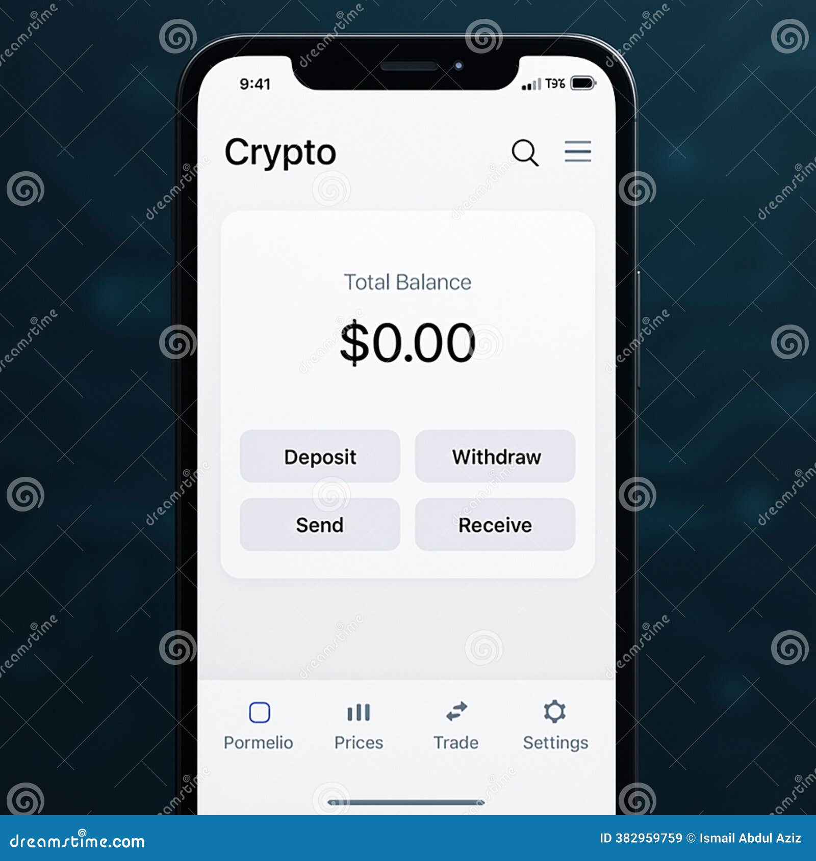 Vector Photo Mockup Image – Mobile Crypto Wallet App UI on Smartphone  Showing Zero Balance, Send and Receive Buttons Stock Illustration -  Illustration of asset, balance: 382959759