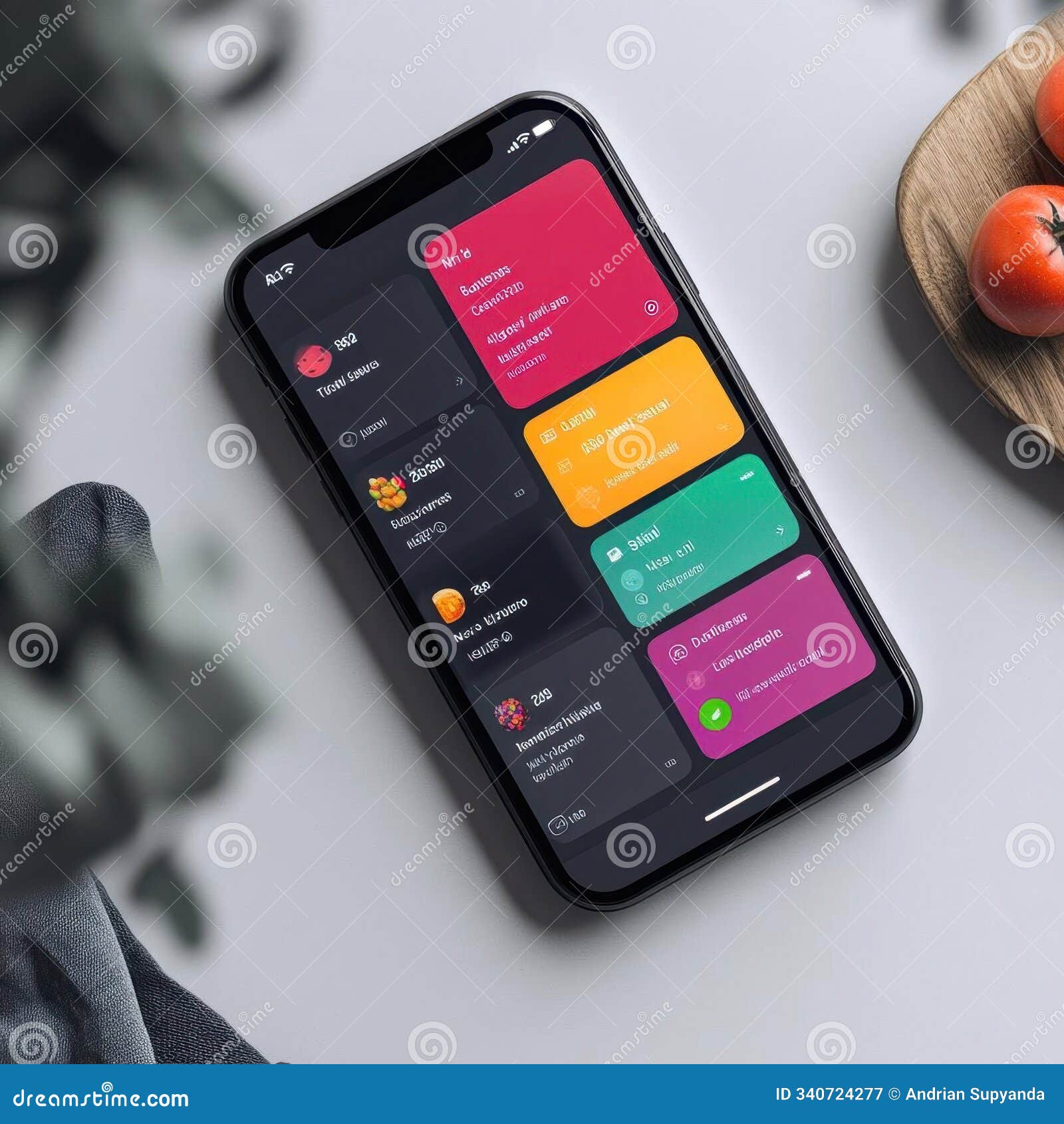 mobile app ui , colorful buttons for navigation