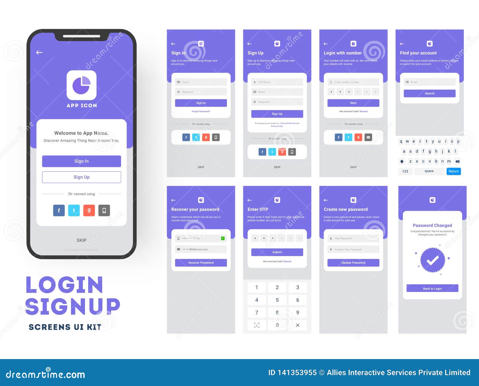  Mobile  App UI Or UX  Design  With Different Login Screen 