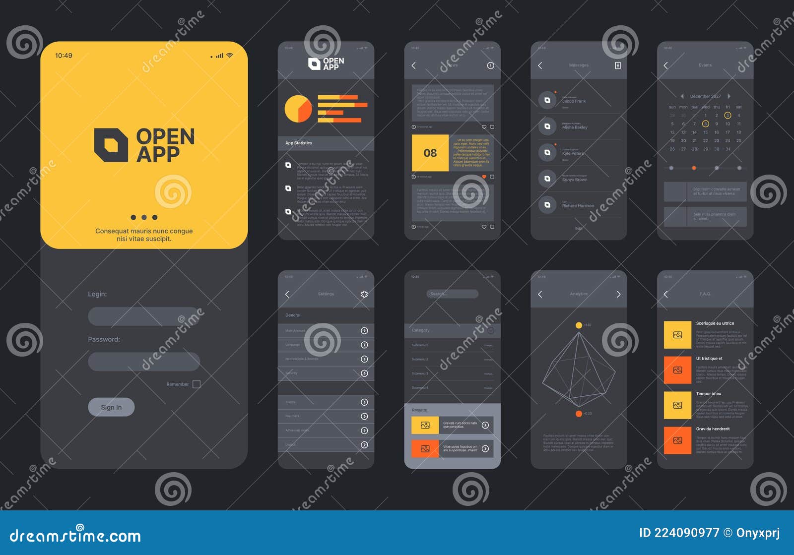 Mobile Application Layout. Smartphone  Ui Kit Templates Dividers