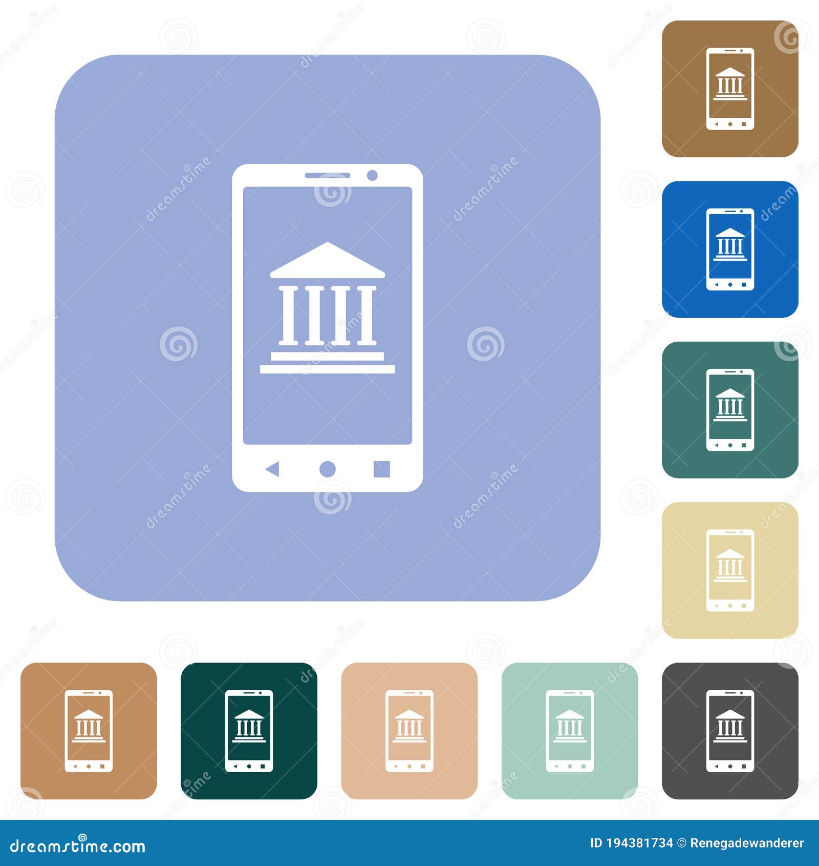 mobile banking rounded square flat icons