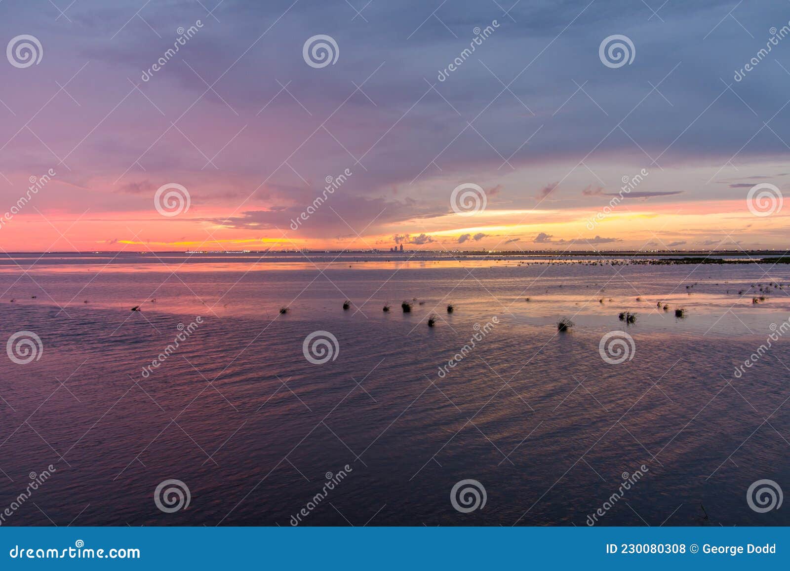 Mobile Bay at Sunset in September of 2021 Stock Photo Image of