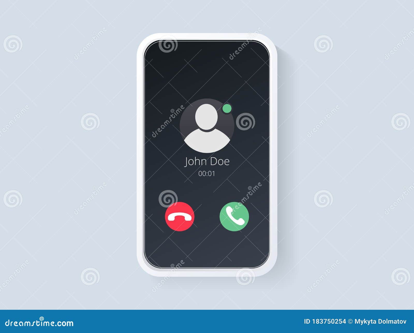 Mobile Call Screen Template. Call Screen Smartphone Interface Mockup