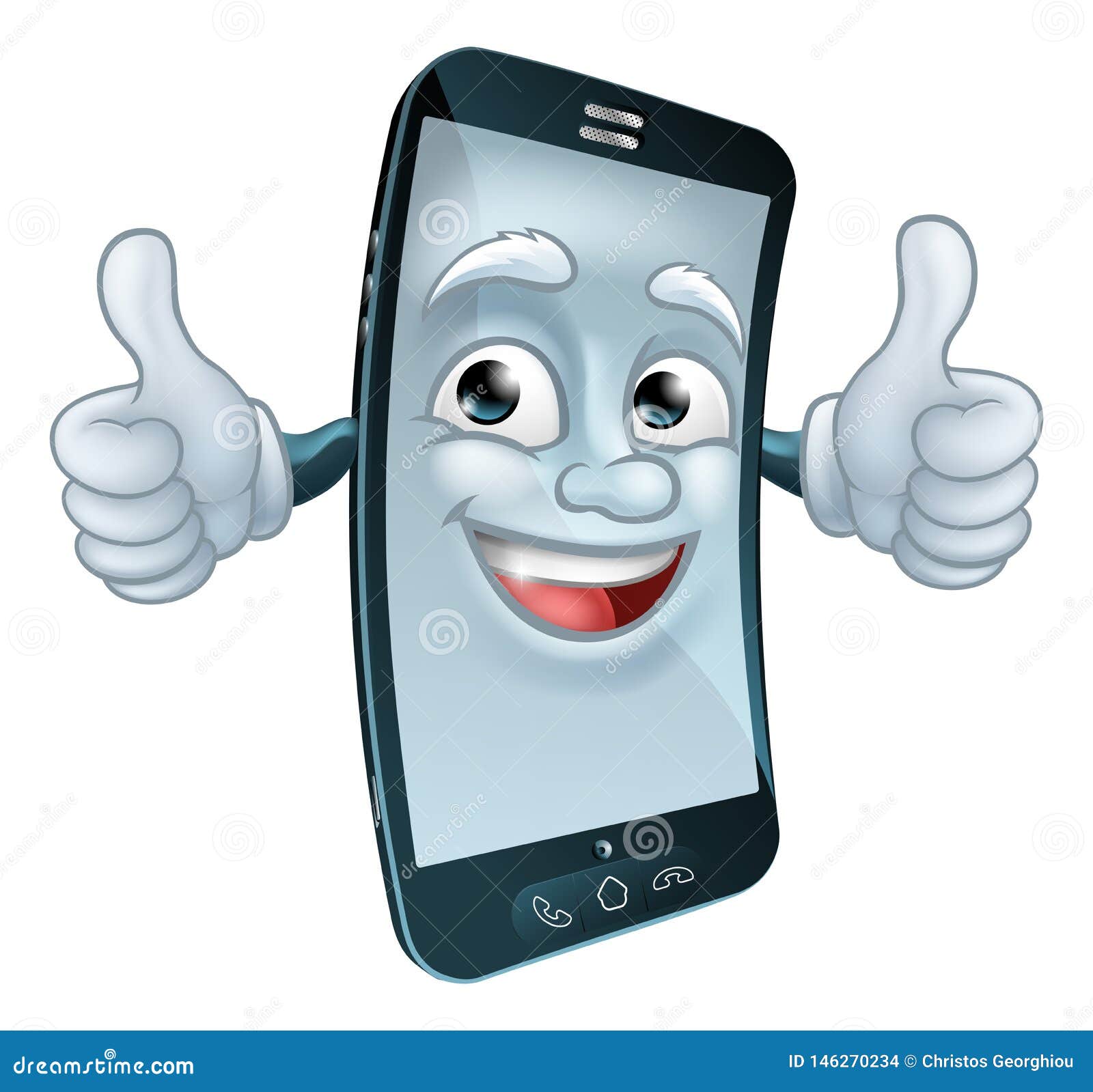 Mobile Cell Phone Mascot Cartoon Character Stock Vector - Illustration