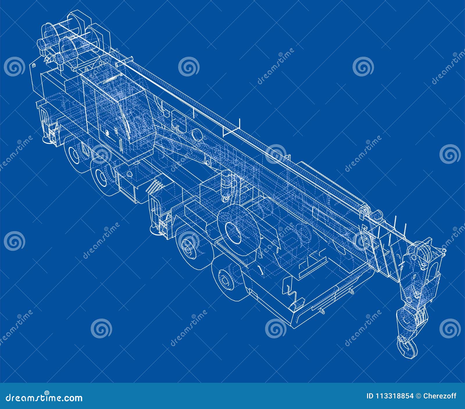 Mobile crane blueprint stock illustration. Illustration of heavy