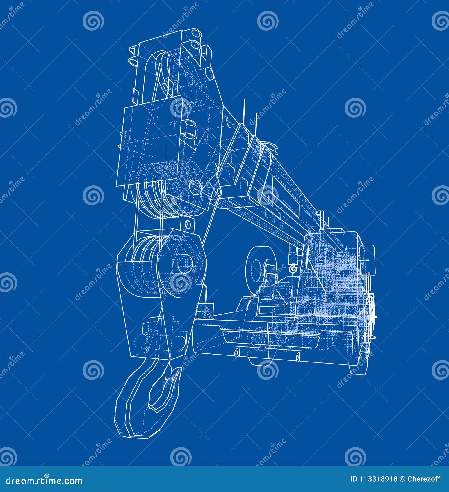 Mobile crane blueprint stock illustration. Illustration of telescopic