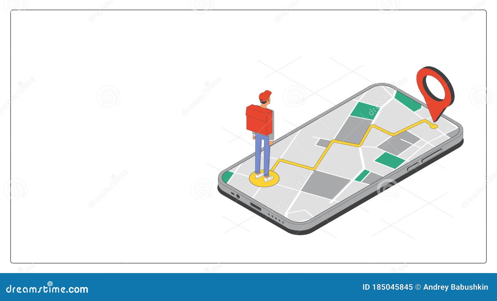 Mobile Delivery App. Courier with Bag. Map with Destination Point 12