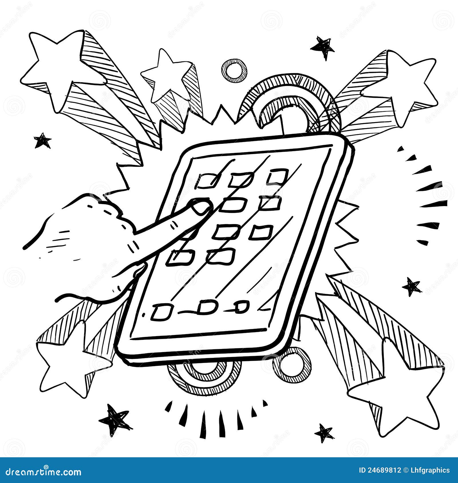 Mobile device sketch stock vector. Illustration of data 24689812