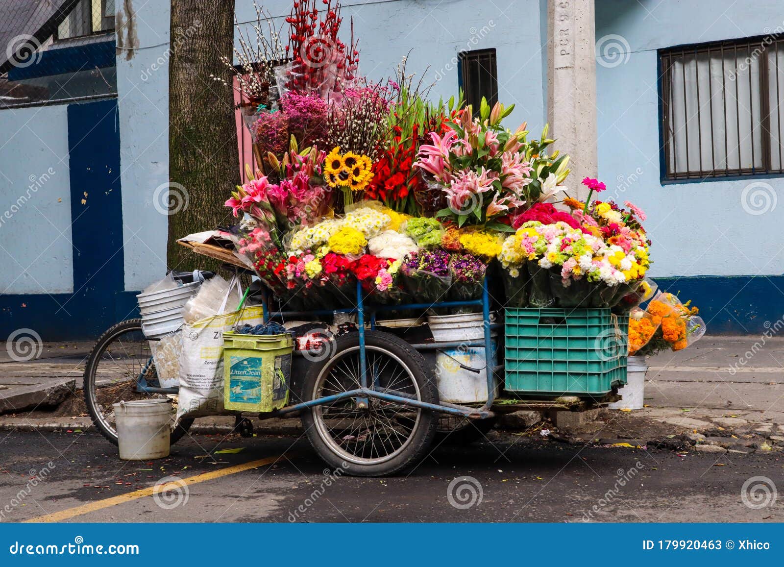 Mobile Flower Shop on the Streets Stock Image
