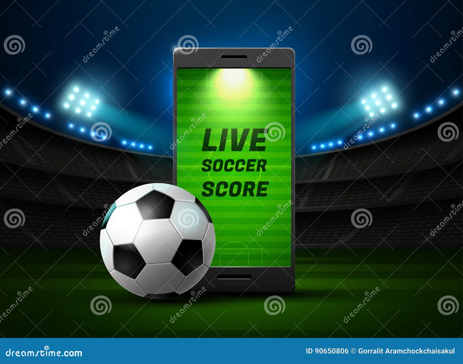 Mobile Football and Score Online Stock Vector