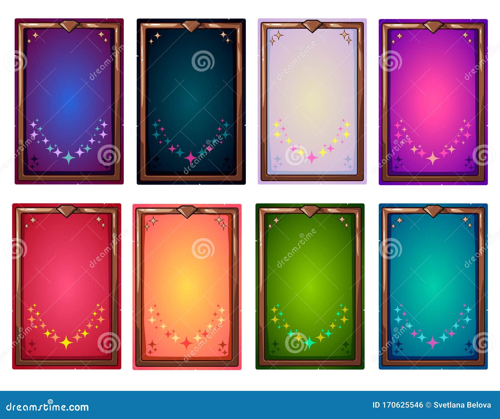 Mobile Game Interface Card. Cartoon Vector Backgrounds. Isolated on