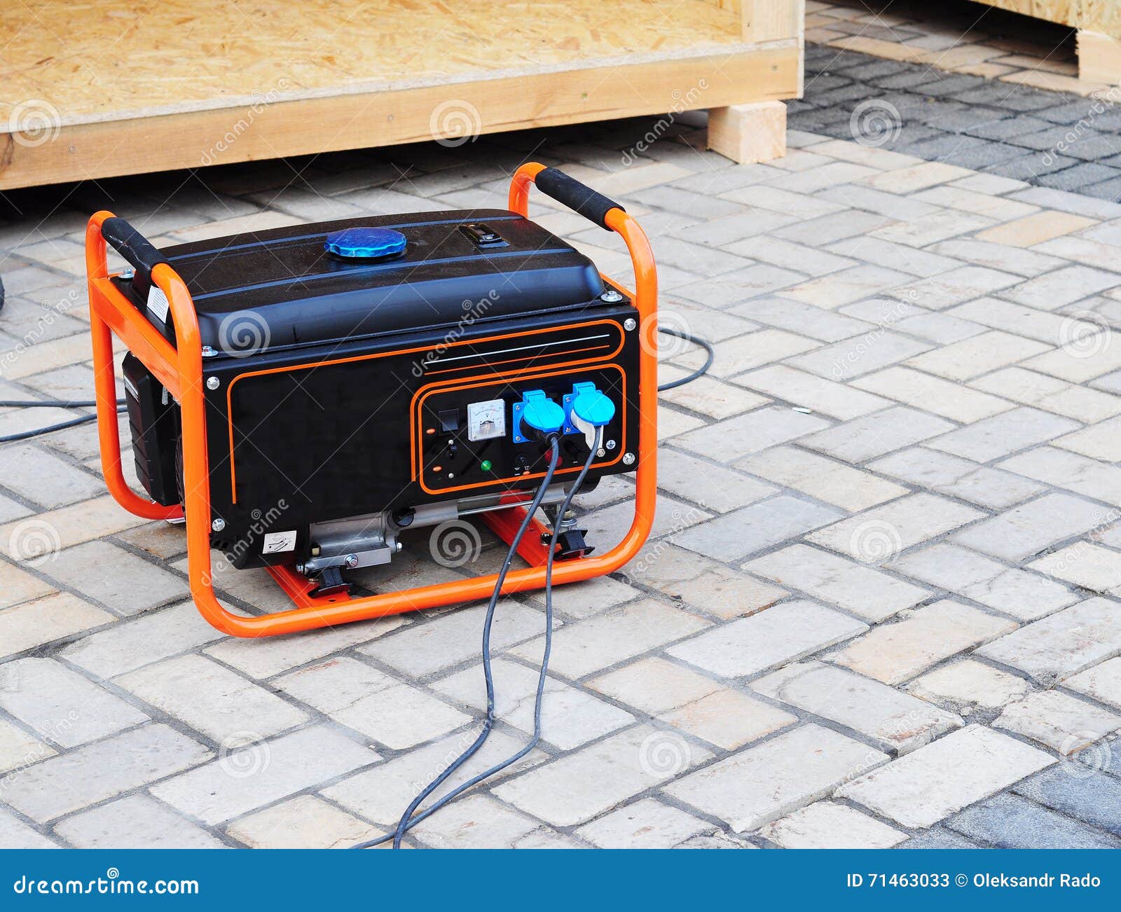 mobile gasoline generator on the building site