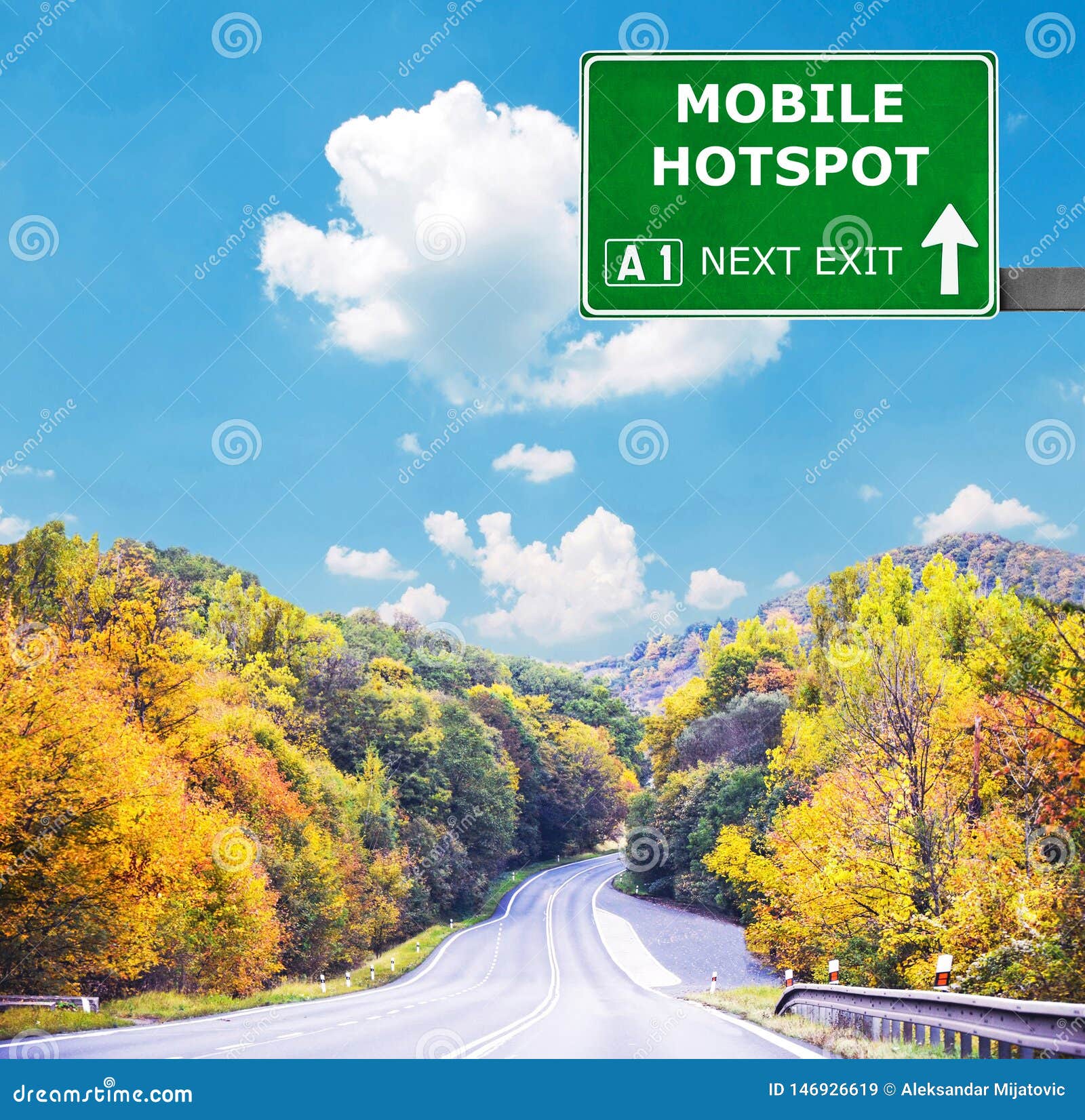 MOBILE HOTSPOT Road Sign Against Clear Blue Sky Stock Image Image of