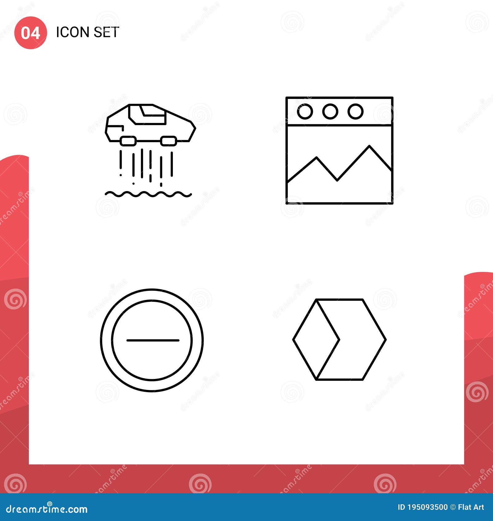modern set of 4 filledline flat colors and s such as hovercar, user, technolody, website, price