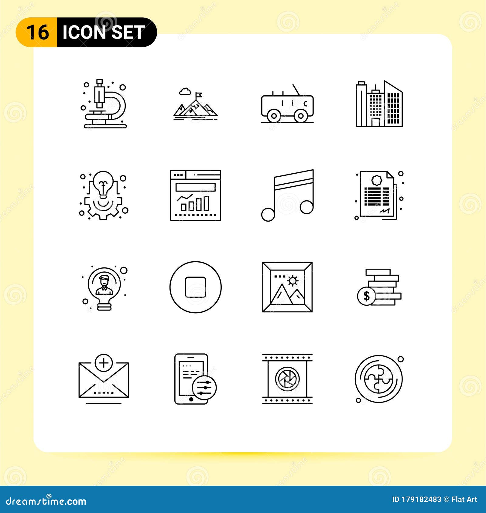 Mobile Interface Outline Set of 16 Pictograms of Creative, Office ...