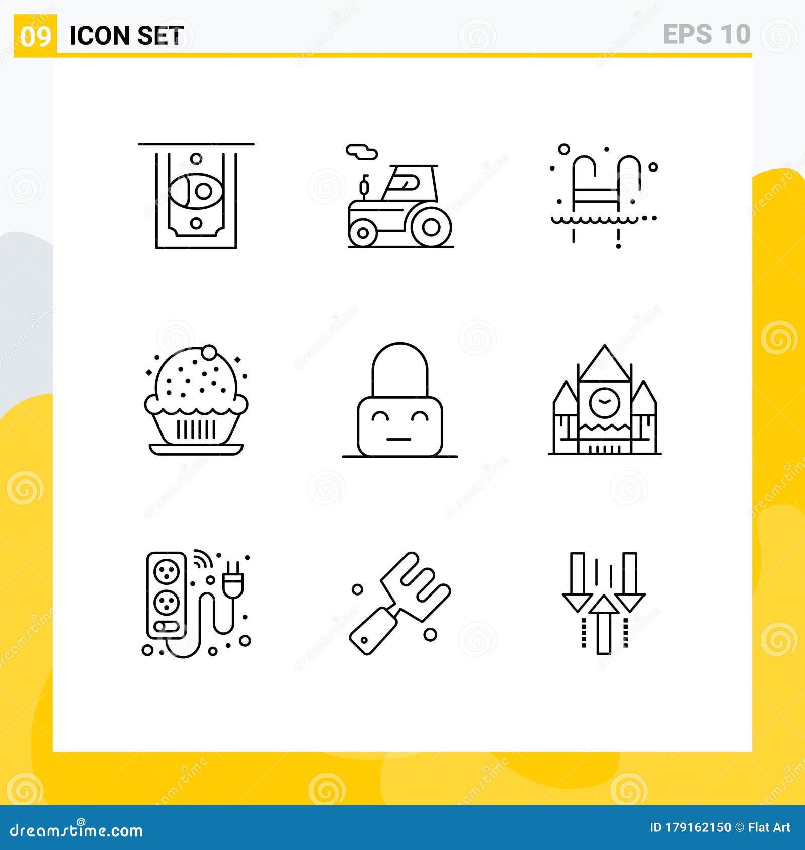 Download Mobile Interface Outline Set Of 9 Pictograms Of Lock ...