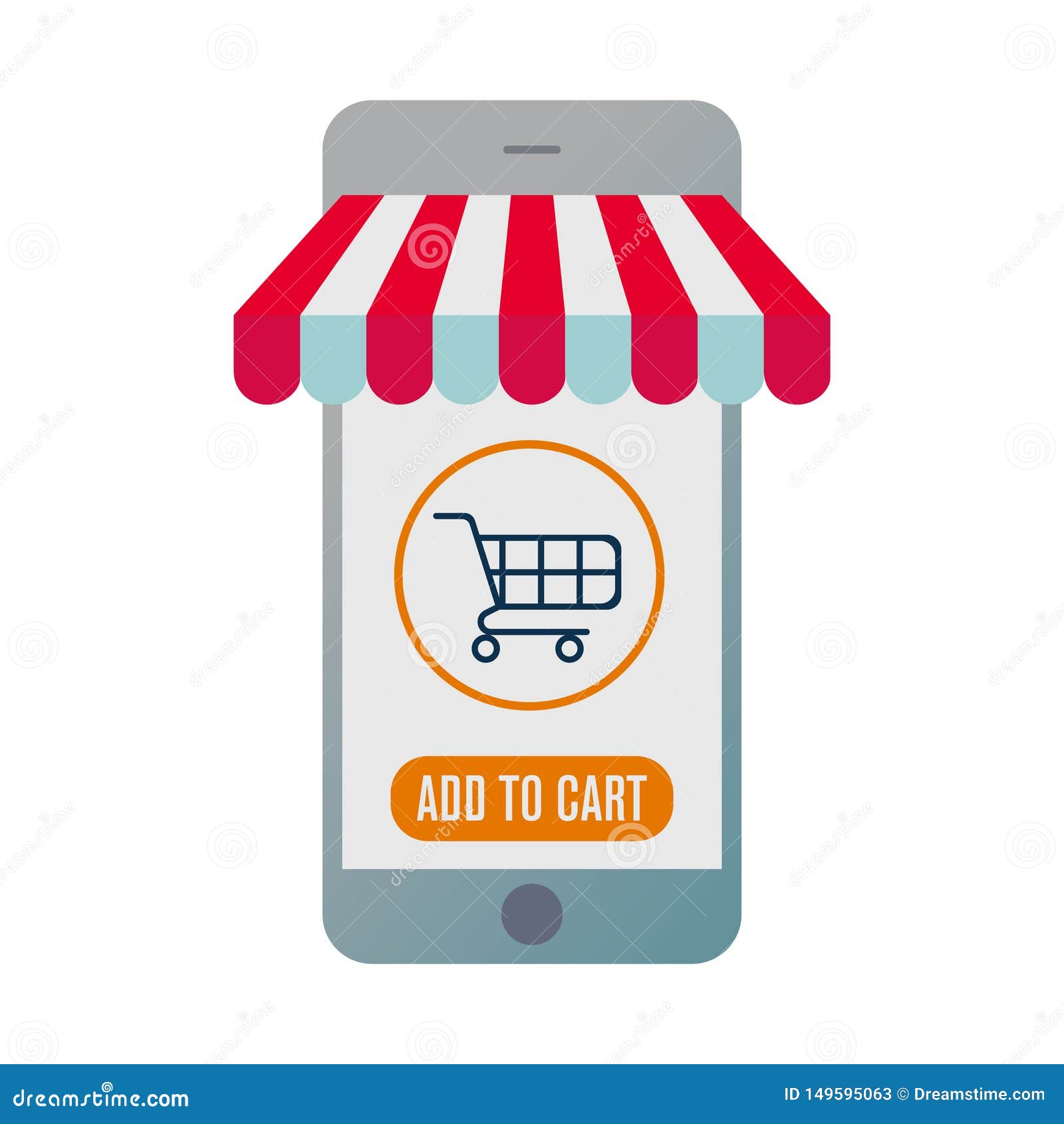 Volharding Geplooid Weekendtas Mobile Marketing and Mobile Online Shop Vector Flat Icon Illustration.  Stock Vector - Illustration of communication, technology: 149595063